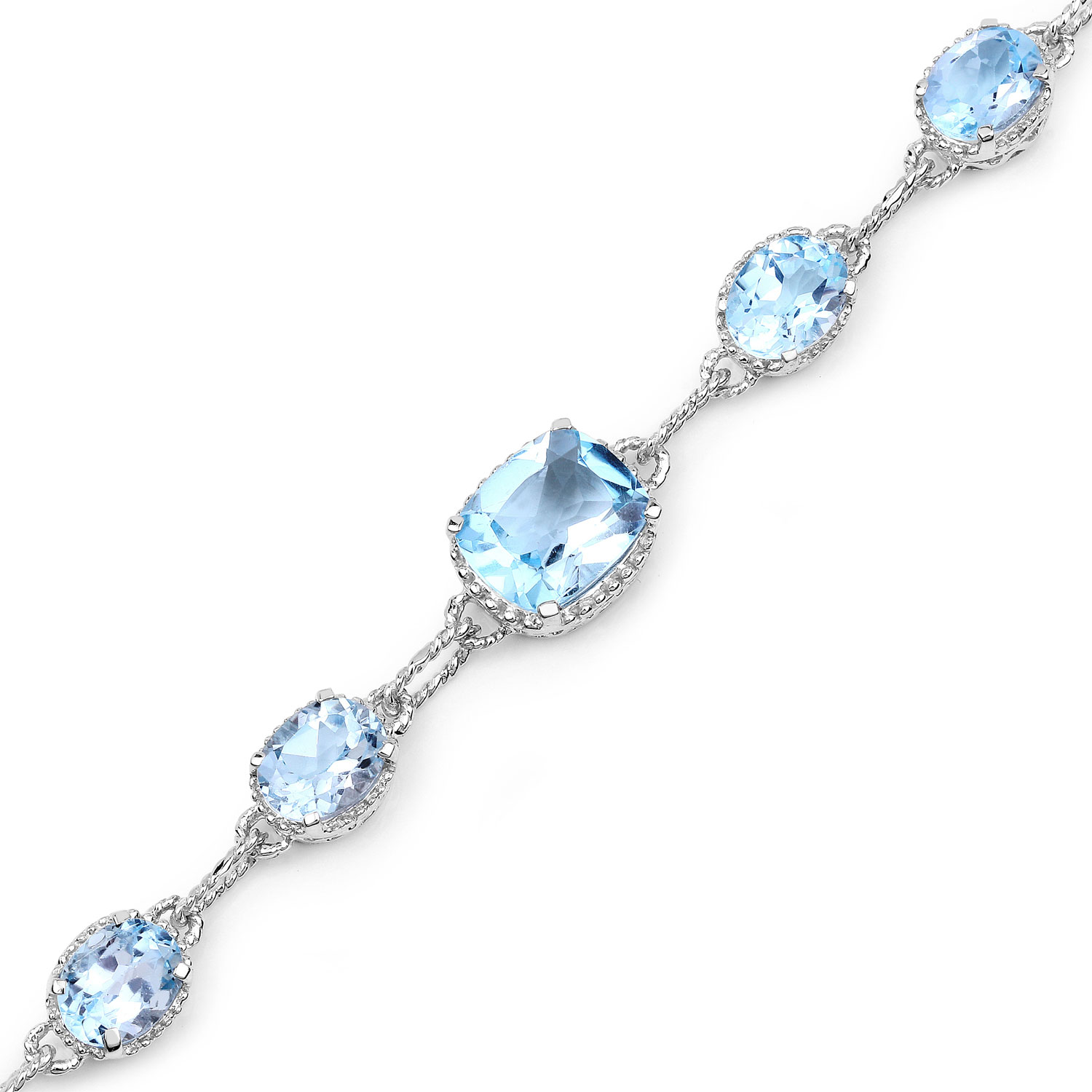 20.70 Carat Genuine Blue Topaz .925 Sterling Silver Bracelet