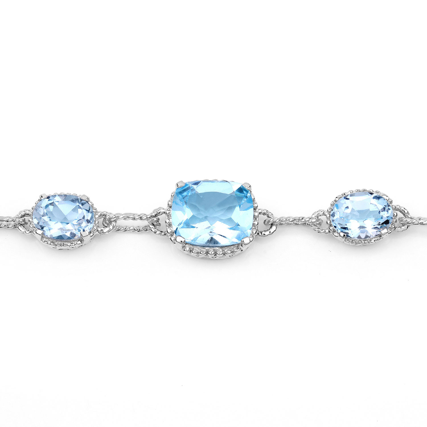 20.70 Carat Genuine Blue Topaz .925 Sterling Silver Bracelet
