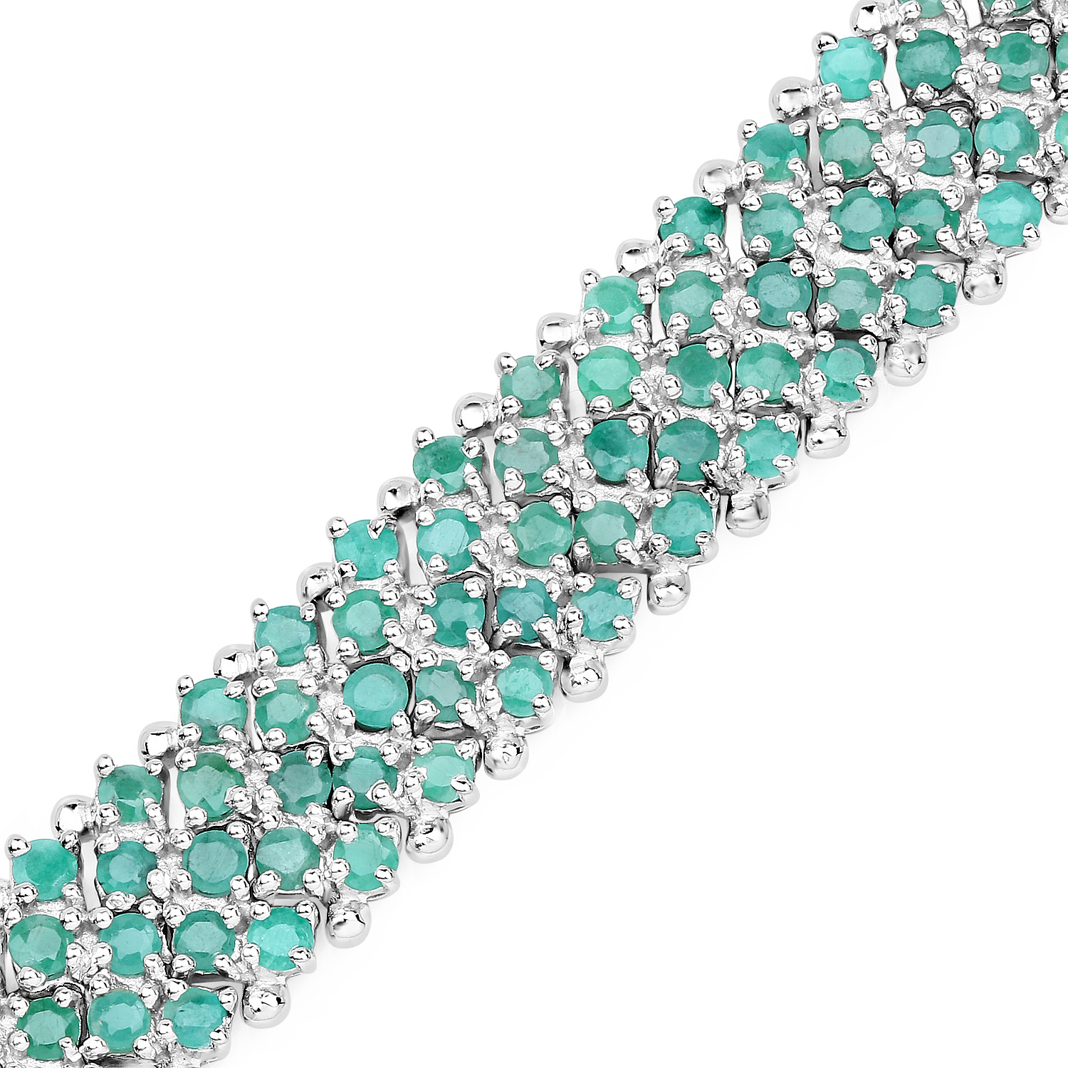 10.73 Carat Genuine Emerald .925 Sterling Silver Bracelet