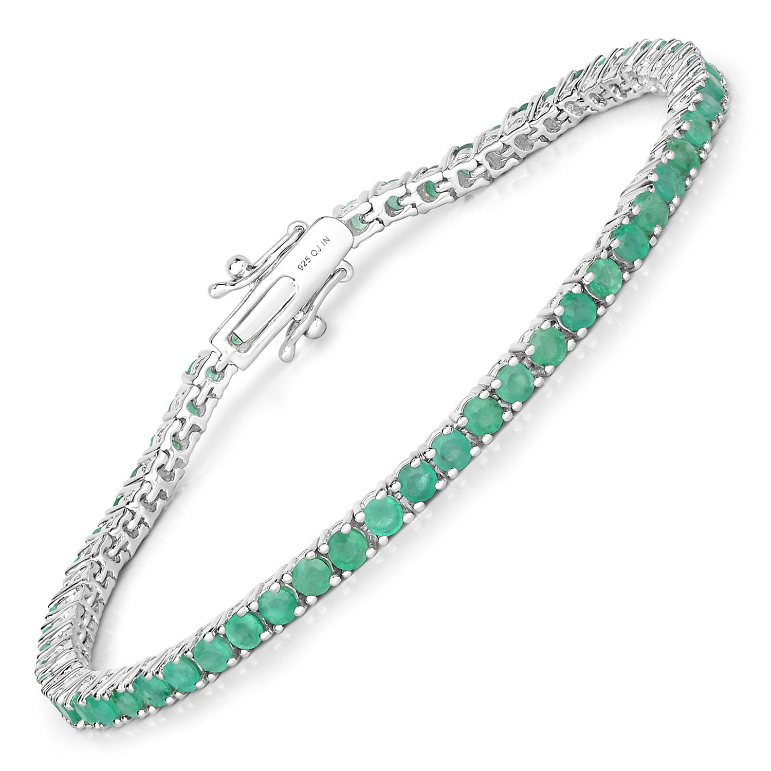 4.06 Carat Genuine Emerald .925 Sterling Silver Bracelet