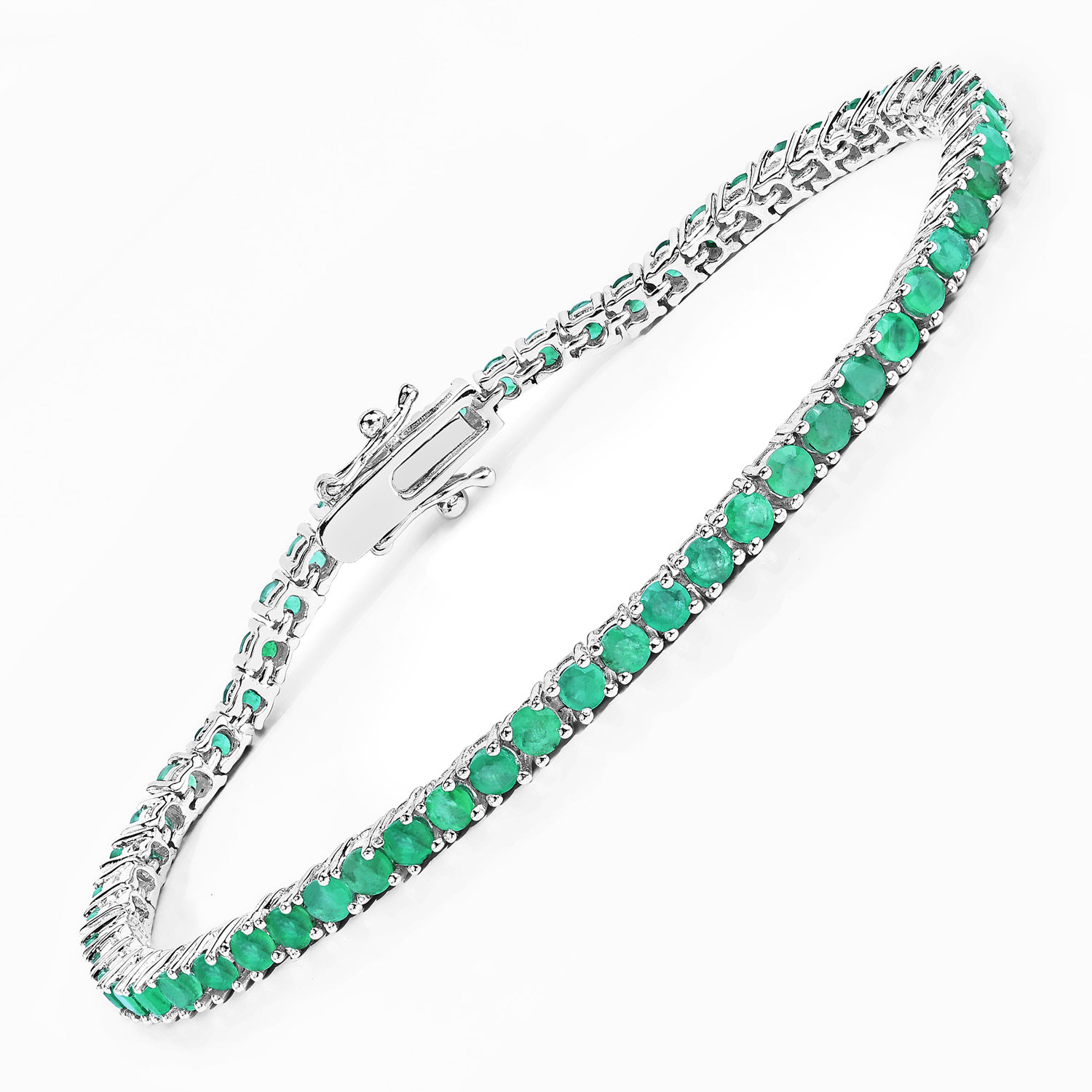 4.06 Carat Genuine Emerald .925 Sterling Silver Bracelet