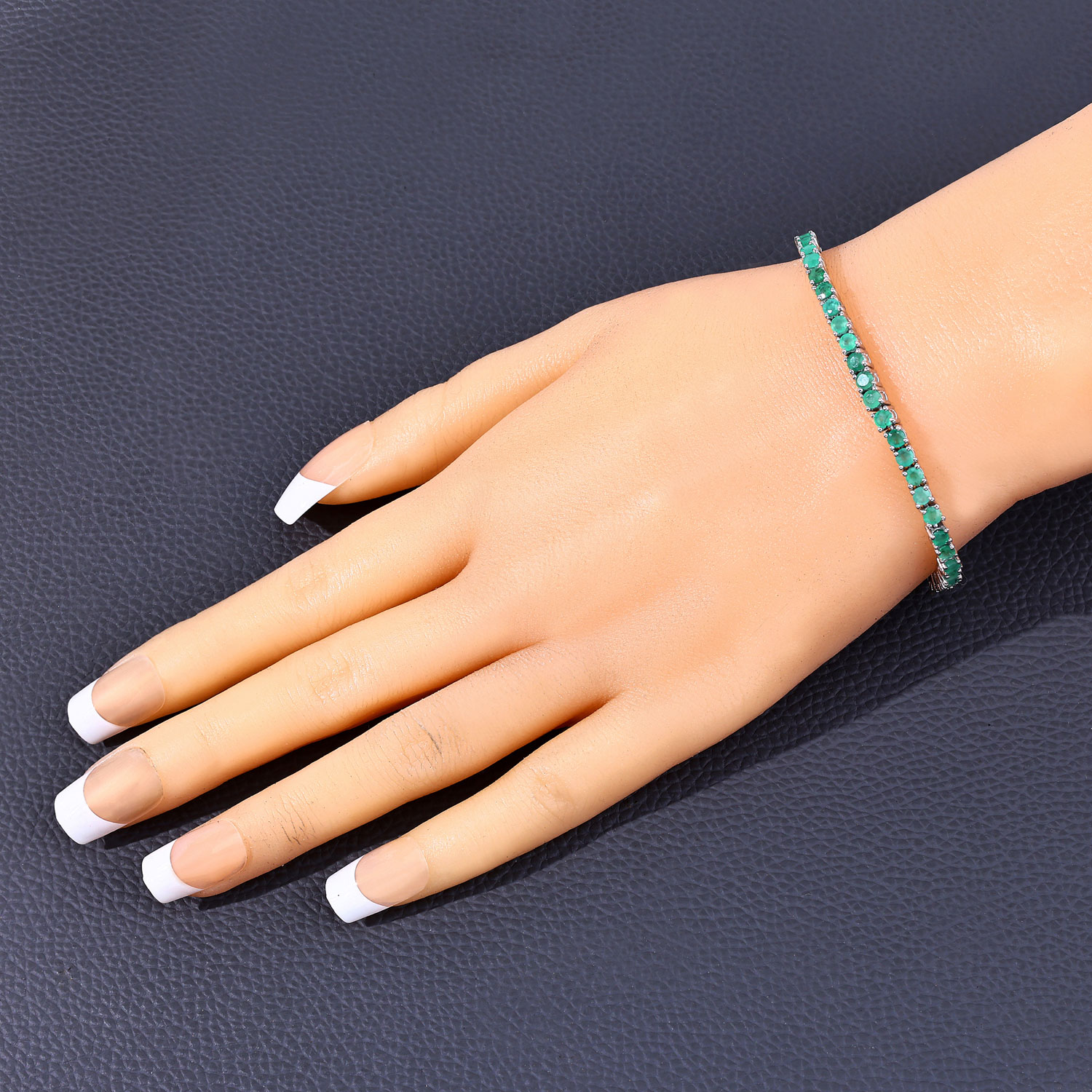 4.06 Carat Genuine Emerald .925 Sterling Silver Bracelet