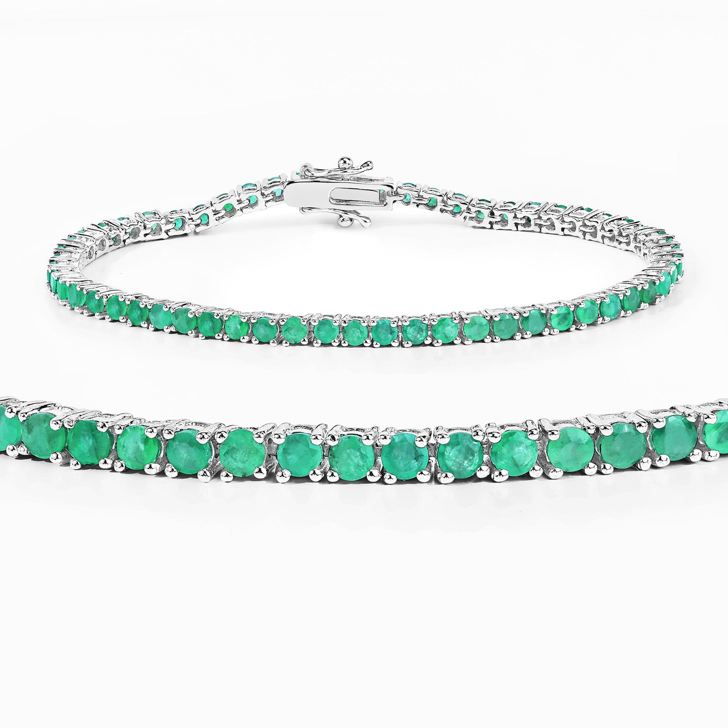 4.06 Carat Genuine Emerald .925 Sterling Silver Bracelet