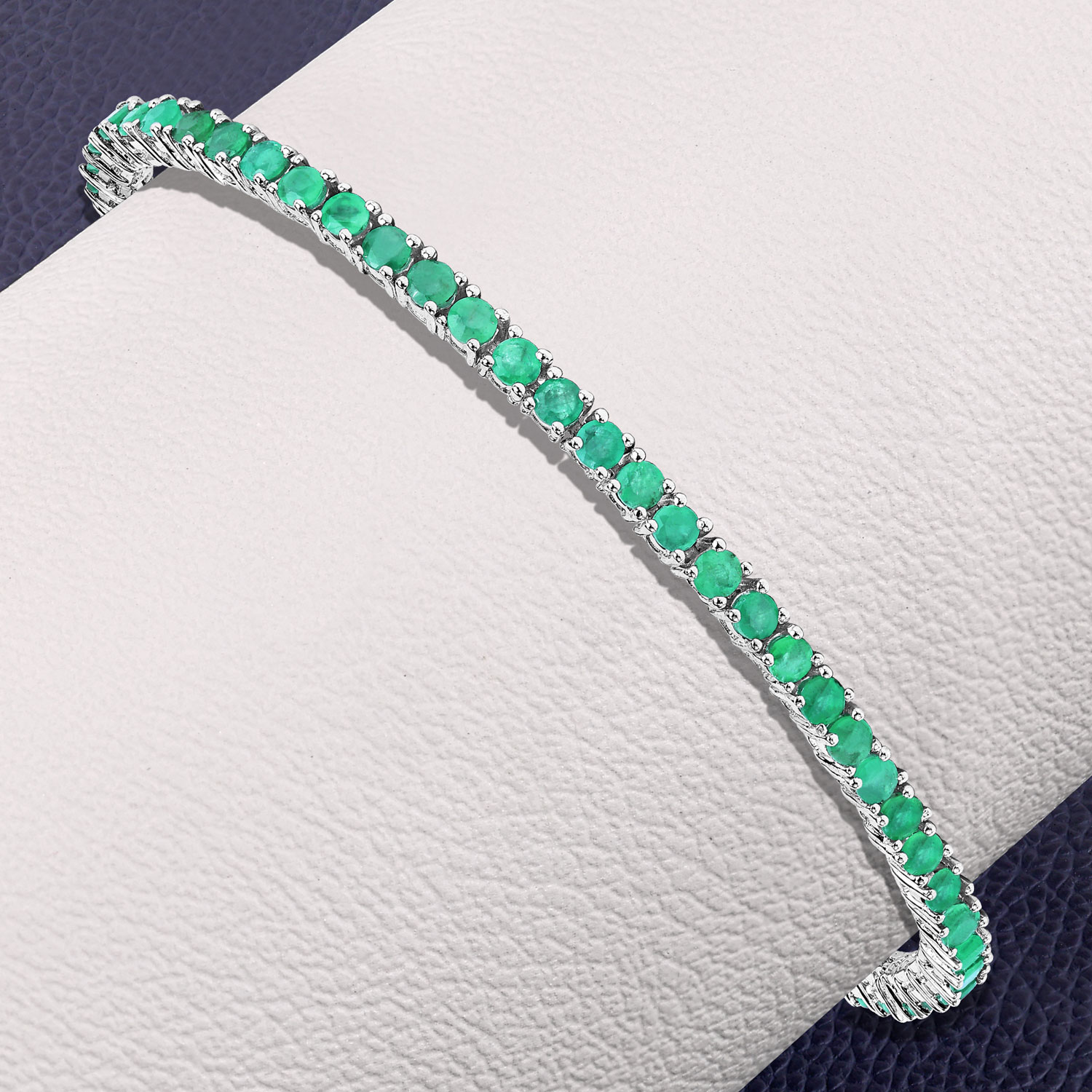 4.06 Carat Genuine Emerald .925 Sterling Silver Bracelet