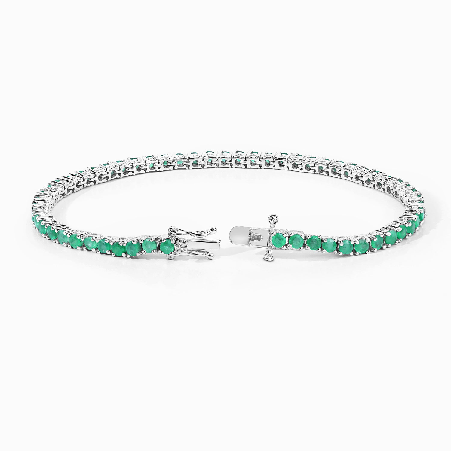 4.06 Carat Genuine Emerald .925 Sterling Silver Bracelet