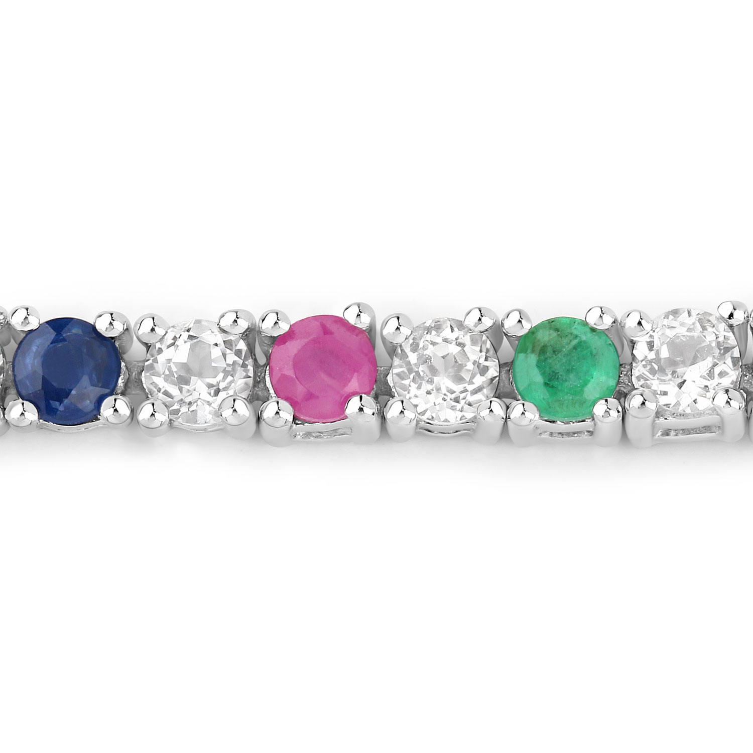 5.69 Carat Genuine Multi Stones .925 Sterling Silver Bracelet