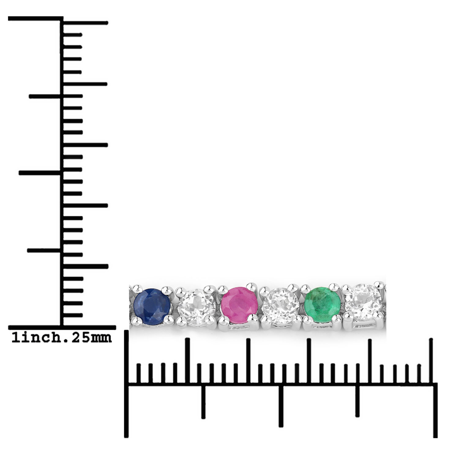 5.69 Carat Genuine Multi Stones .925 Sterling Silver Bracelet