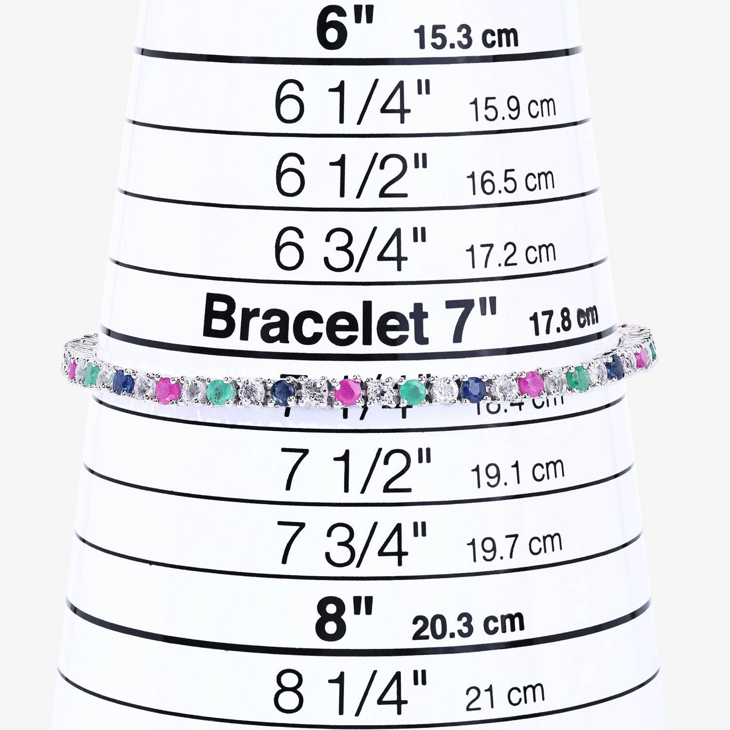 5.69 Carat Genuine Multi Stones .925 Sterling Silver Bracelet