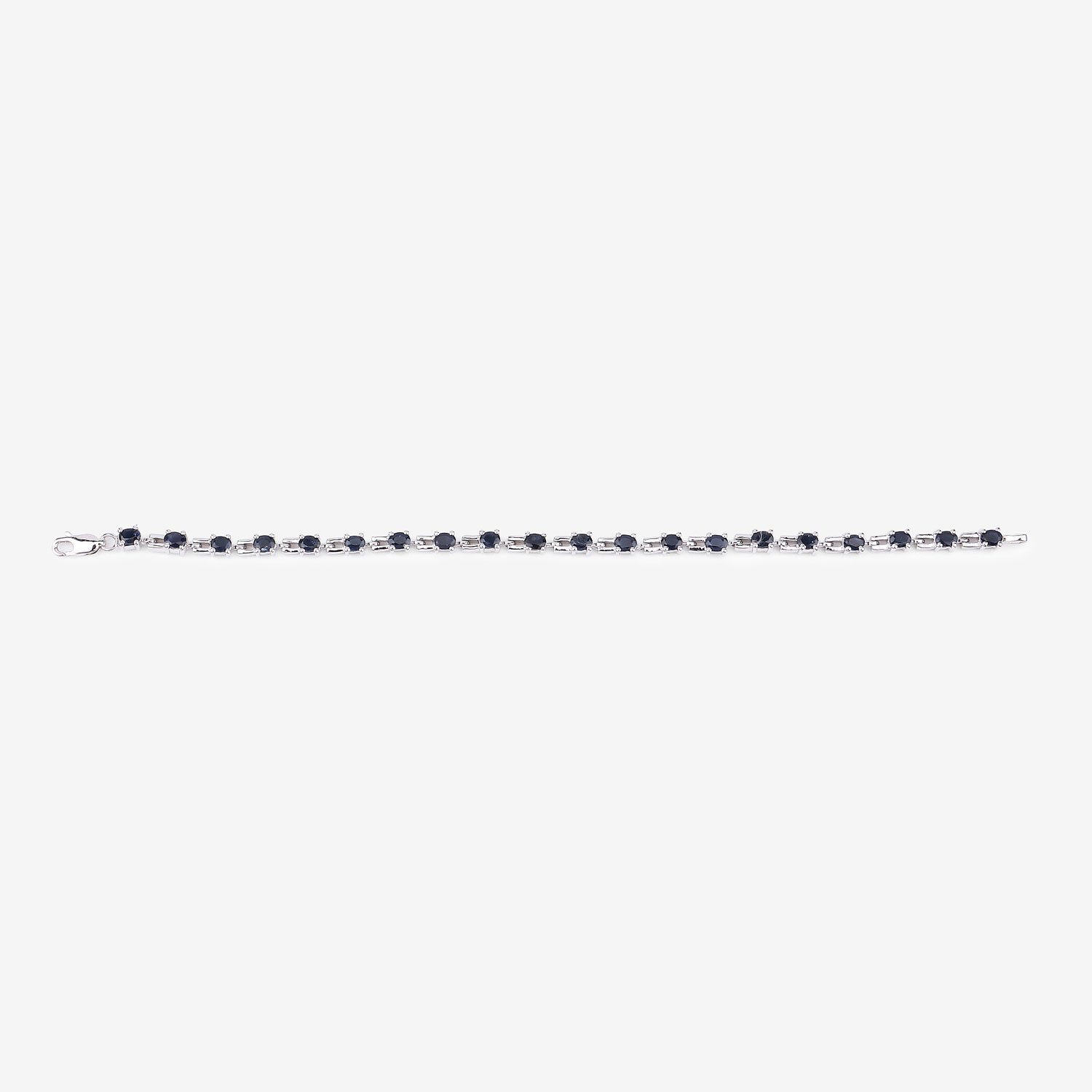4.41 Carat Genuine Blue Sapphire .925 Sterling Silver Bracelet