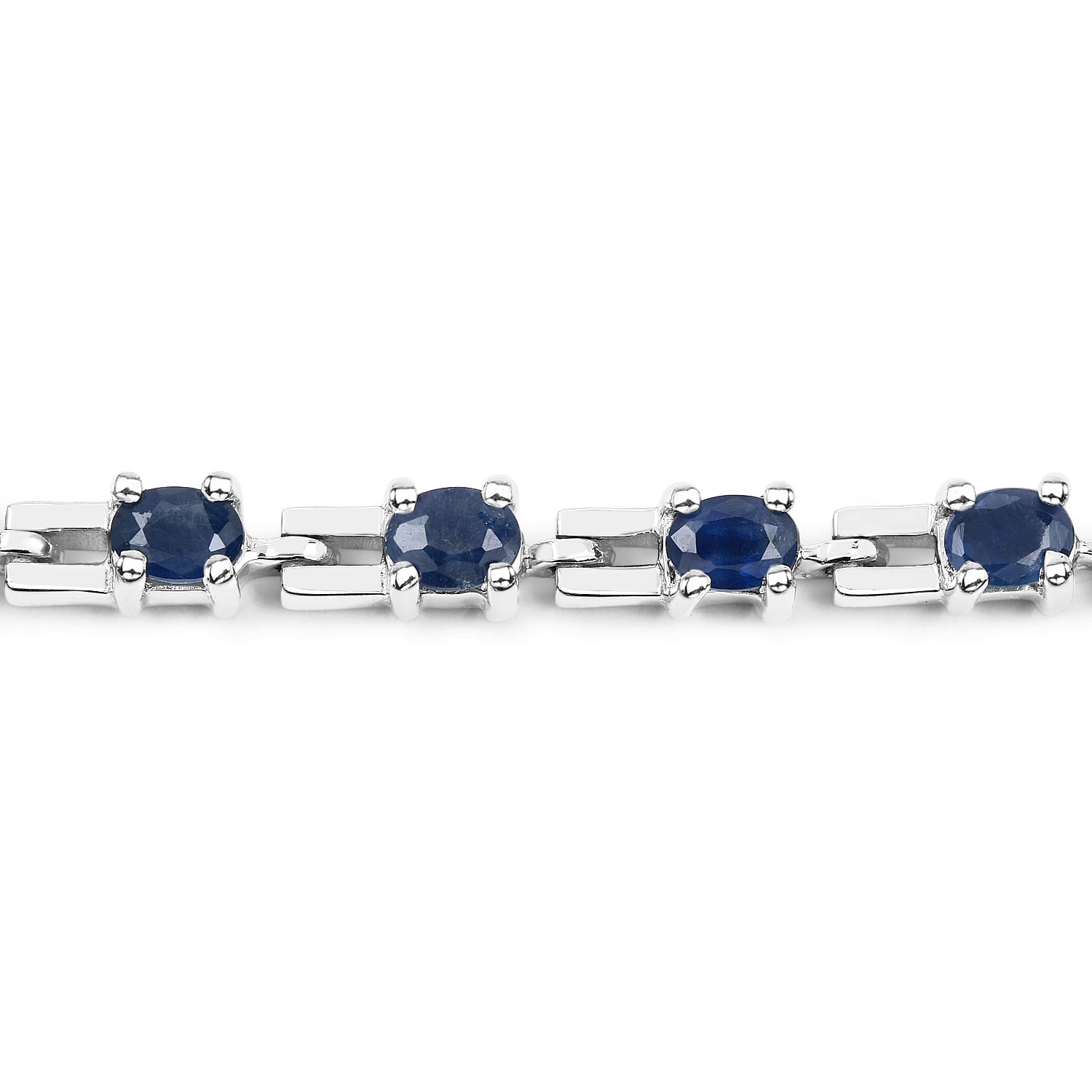 4.41 Carat Genuine Blue Sapphire .925 Sterling Silver Bracelet