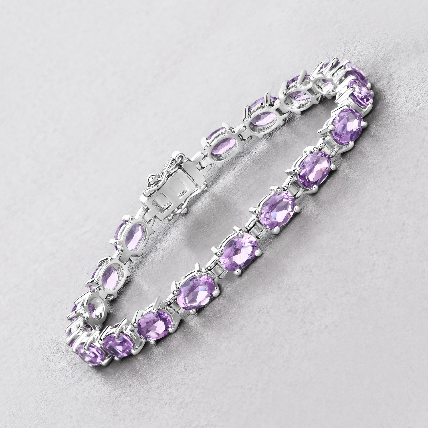 14.40 Carat Genuine Amethyst .925 Sterling Silver Bracelet