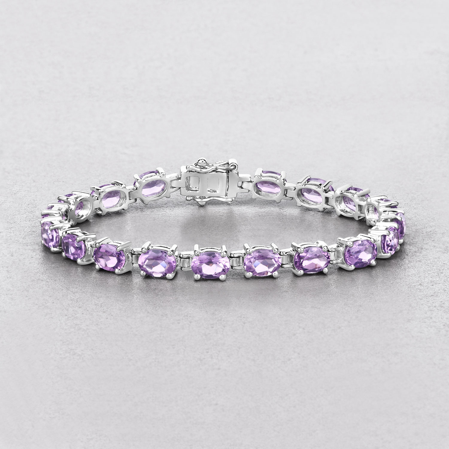 14.40 Carat Genuine Amethyst .925 Sterling Silver Bracelet