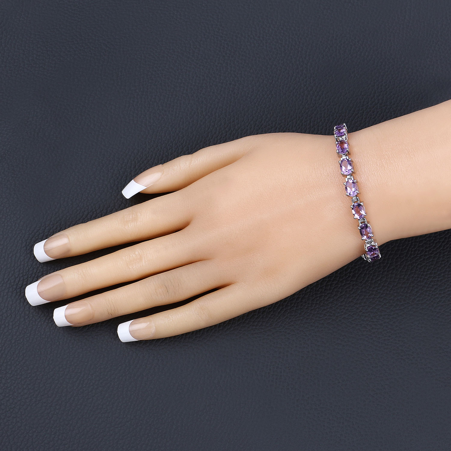 14.40 Carat Genuine Amethyst .925 Sterling Silver Bracelet