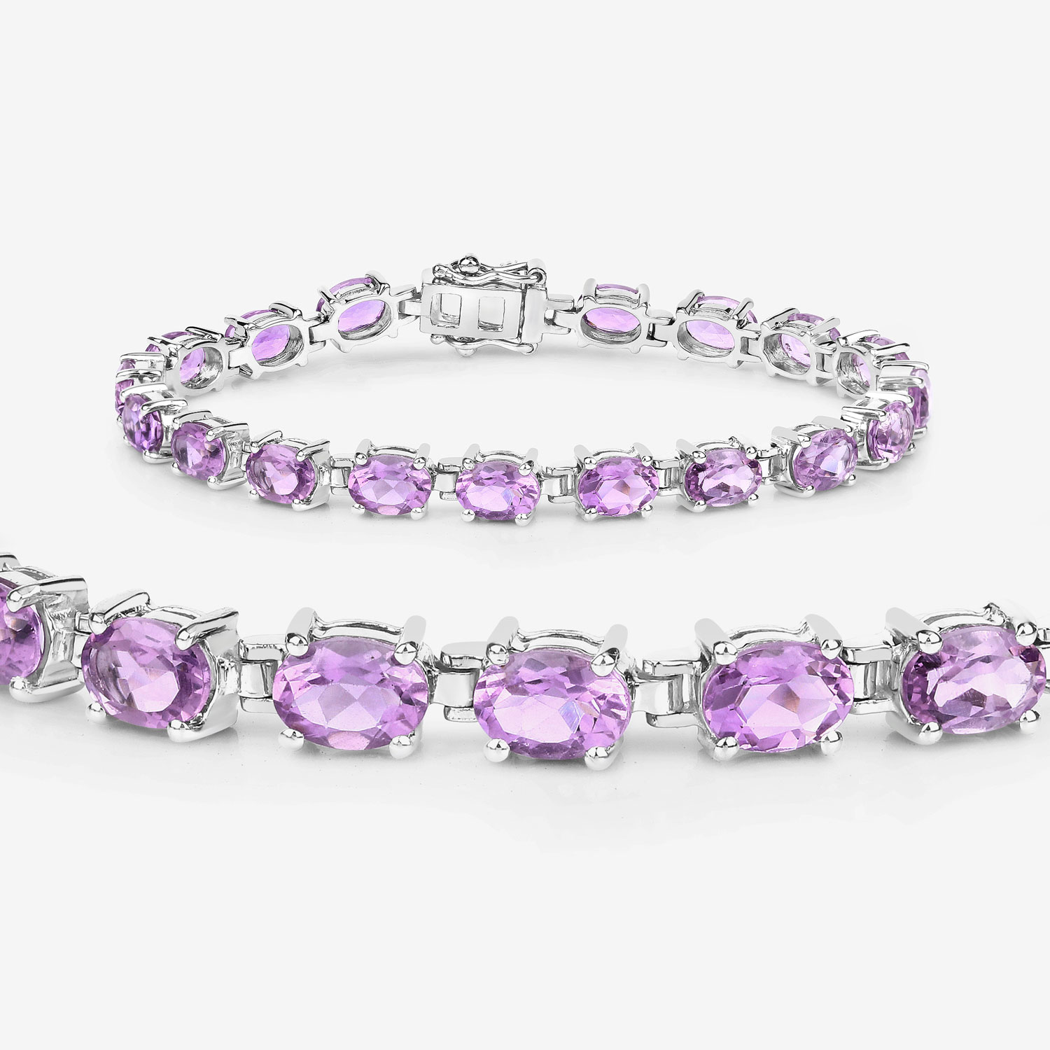 14.40 Carat Genuine Amethyst .925 Sterling Silver Bracelet