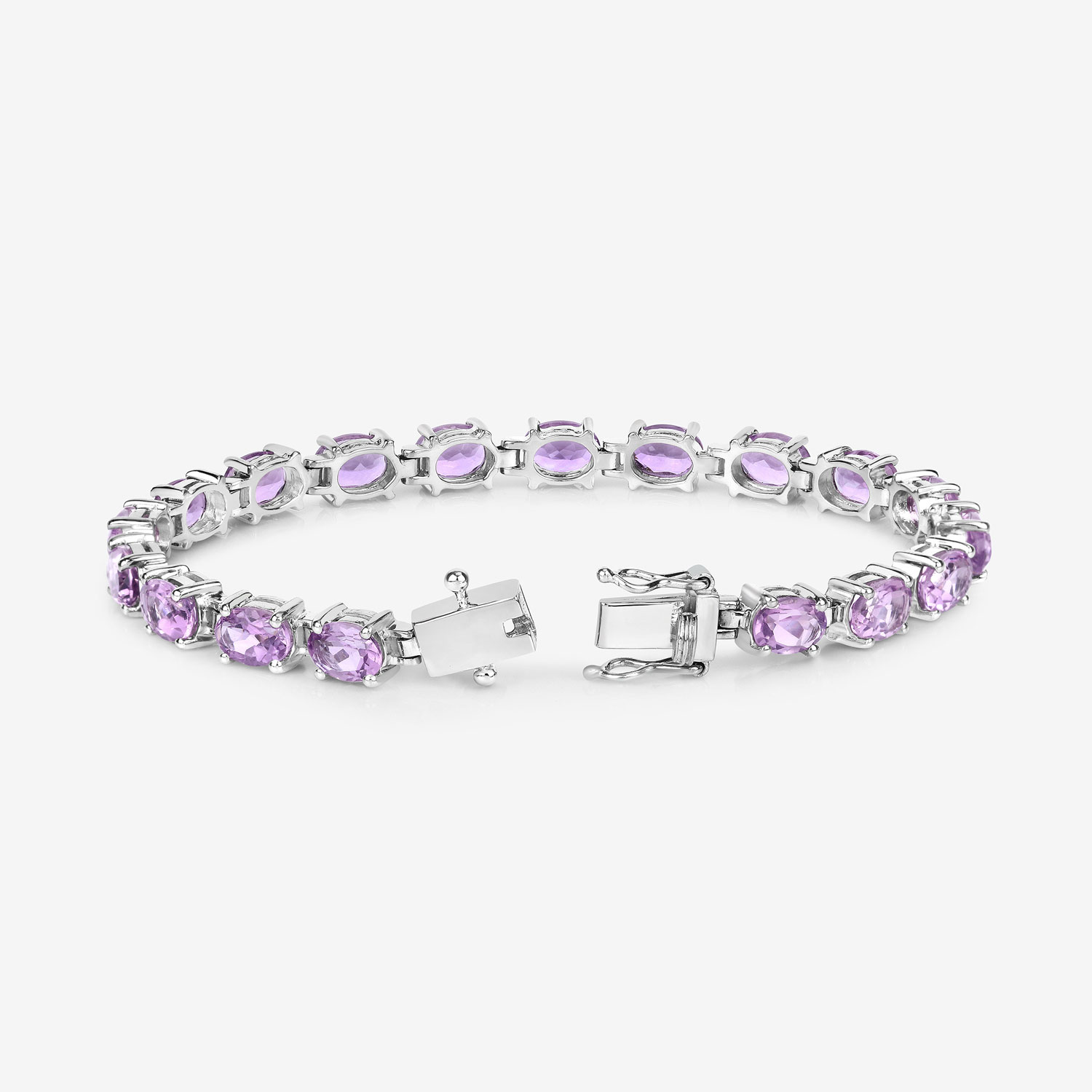 14.40 Carat Genuine Amethyst .925 Sterling Silver Bracelet