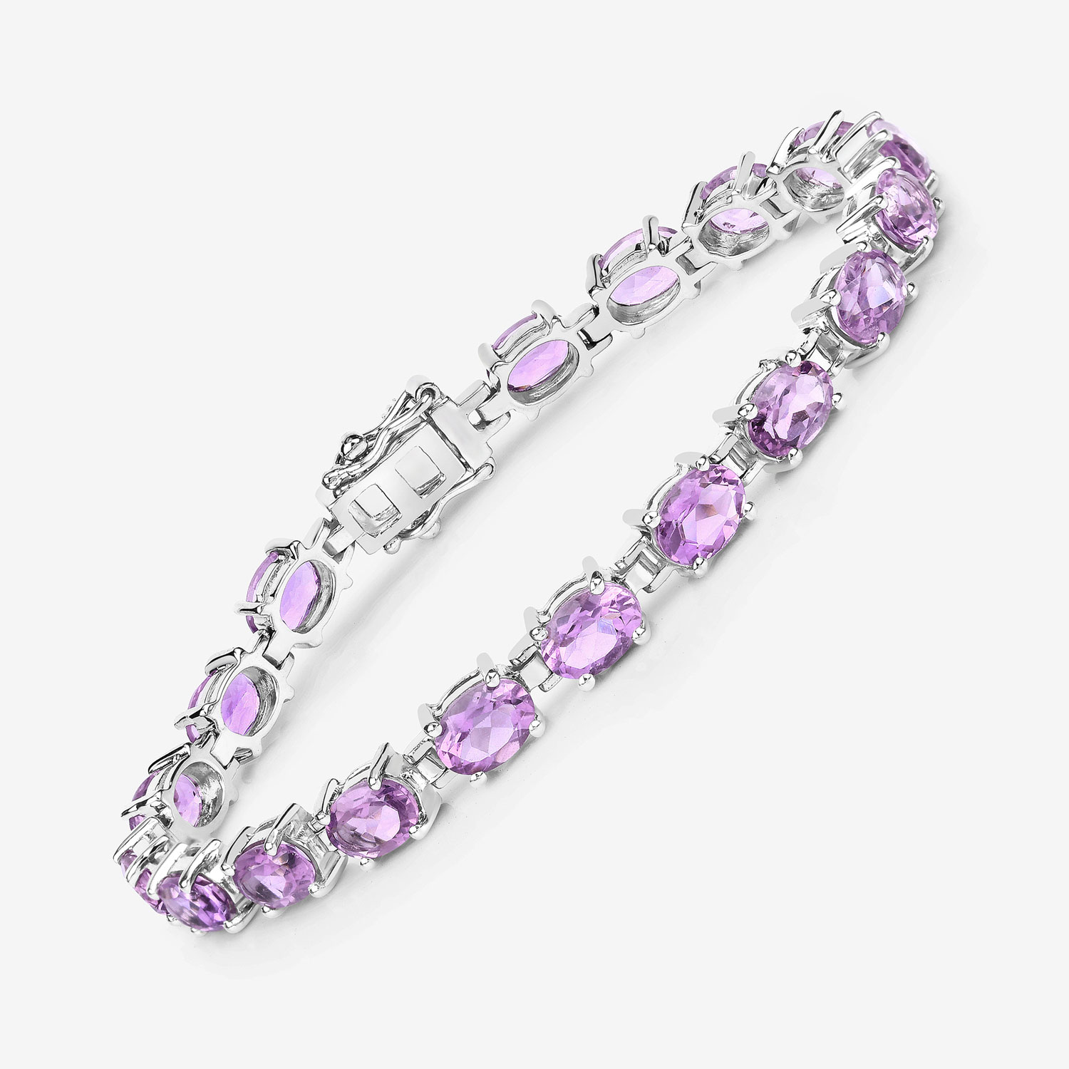 14.40 Carat Genuine Amethyst .925 Sterling Silver Bracelet