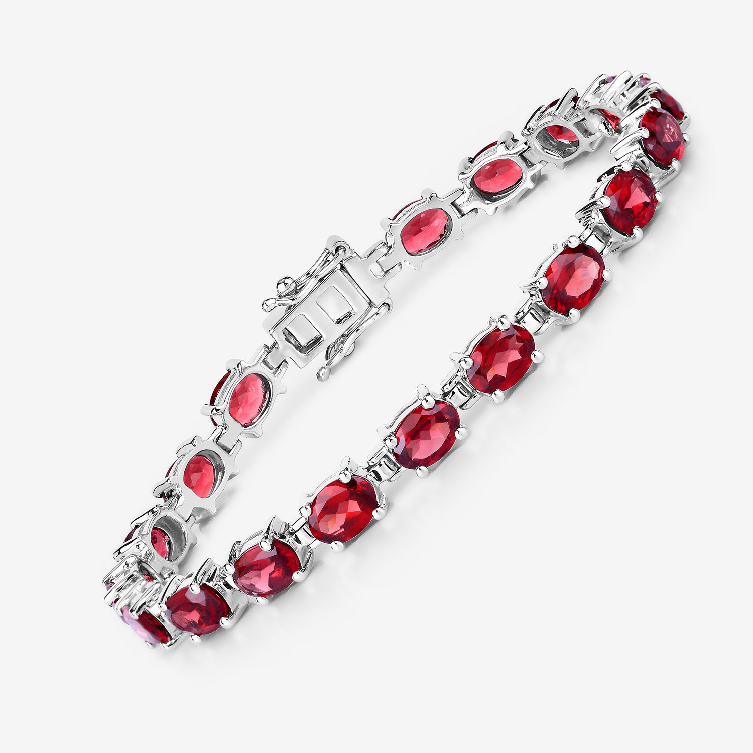 15.30 Carat Genuine Garnet .925 Sterling Silver Bracelet