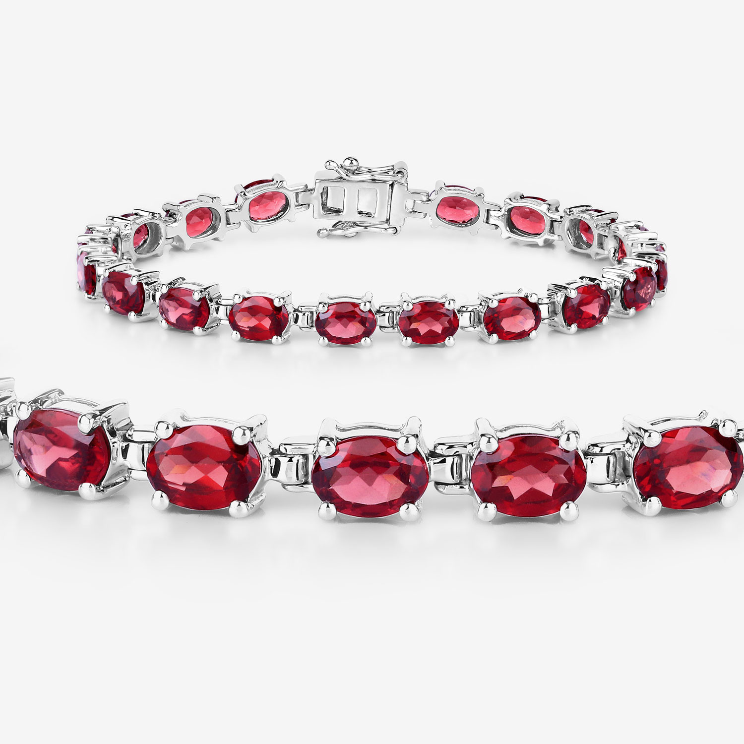 15.30 Carat Genuine Garnet .925 Sterling Silver Bracelet