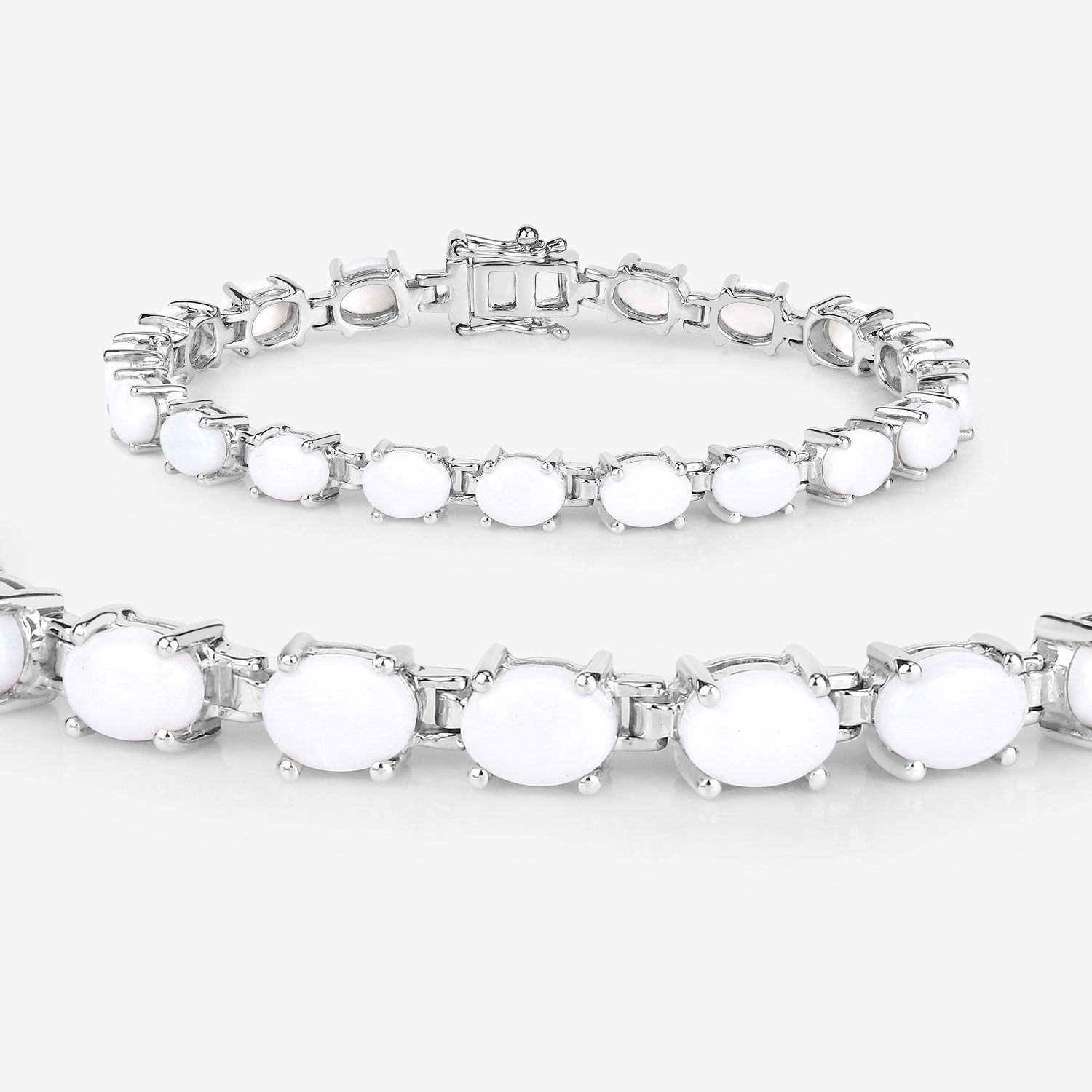 10.26 Carat Genuine Opal .925 Sterling Silver Bracelet