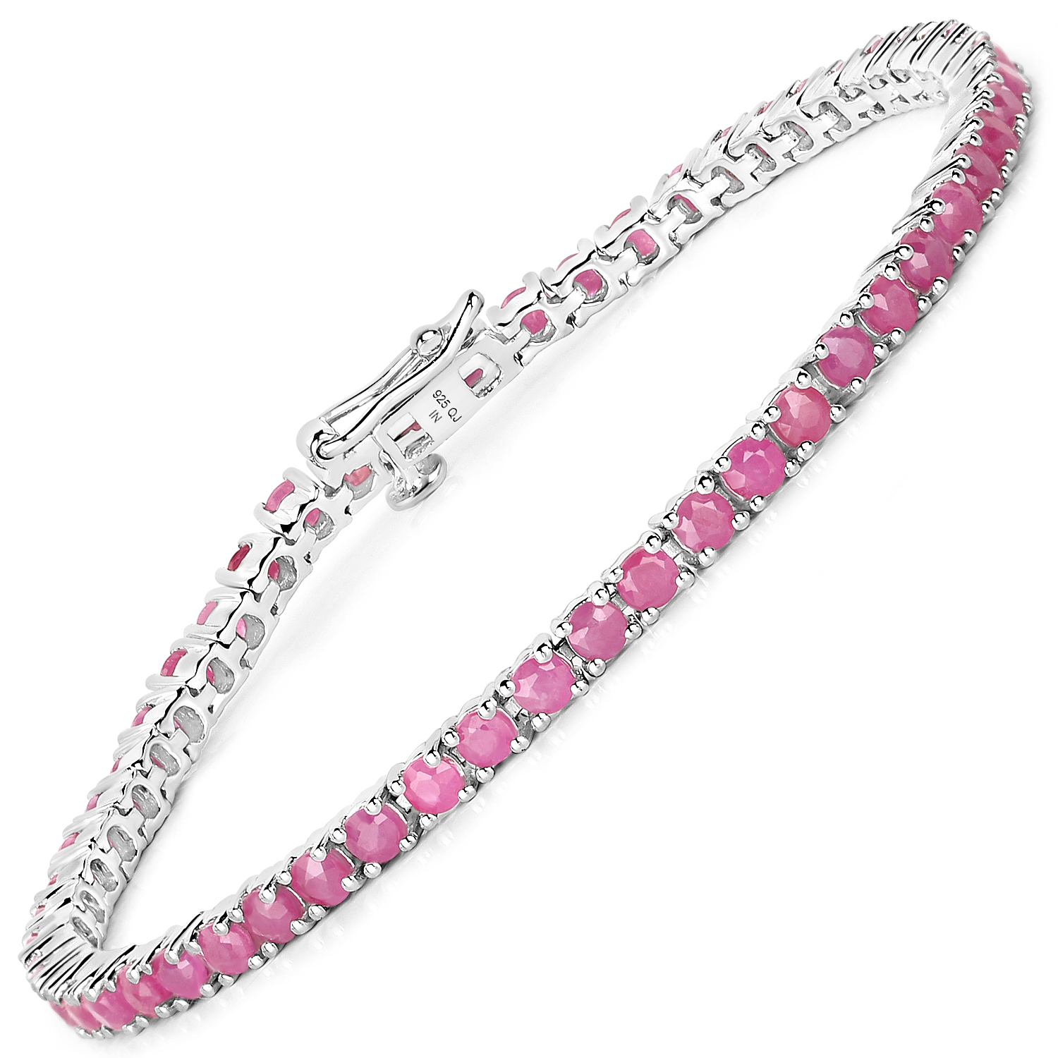 7.15 Carat Genuine Johnson Ruby .925 Sterling Silver Bracelet