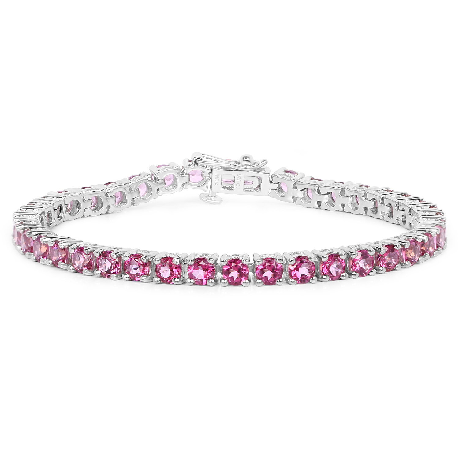 12.00 Carat Genuine Pink Topaz .925 Sterling Silver Bracelet