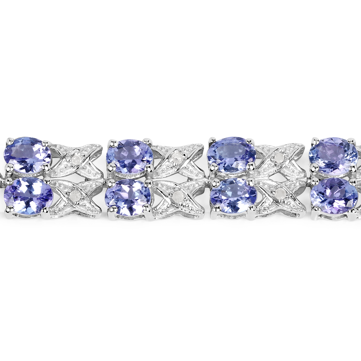 12.24 Carat Genuine Tanzanite and White Topaz .925 Sterling Silver Bracelet
