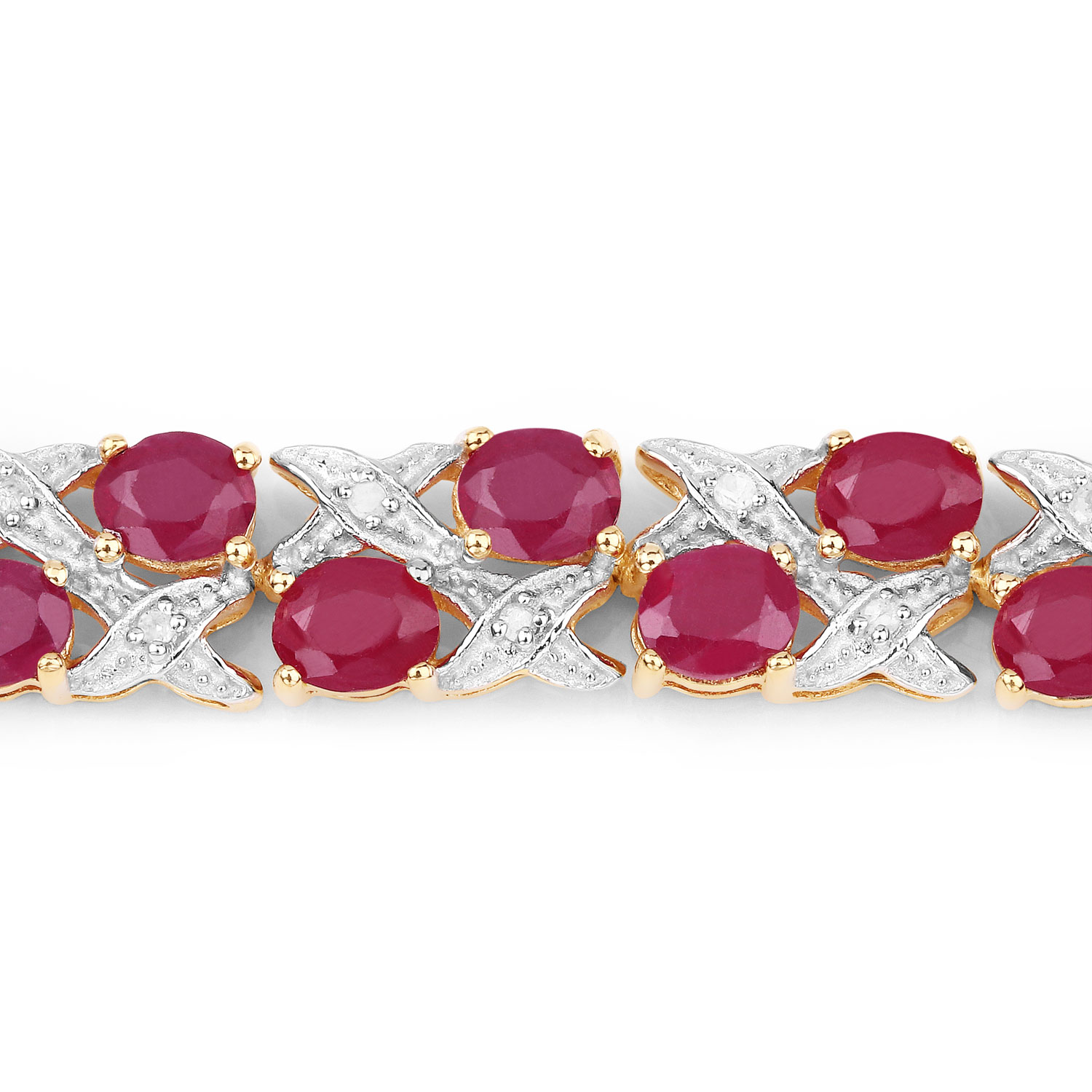 16.51 Carat Glass Filled Ruby and White Diamond .925 Sterling Silver Bracelet