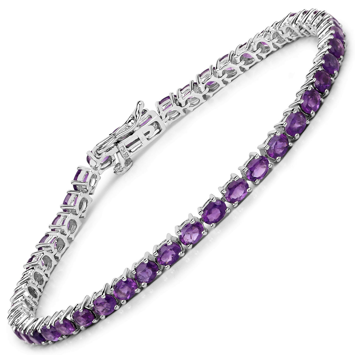 7.20 Carat Genuine Amethyst .925 Sterling Silver Bracelet