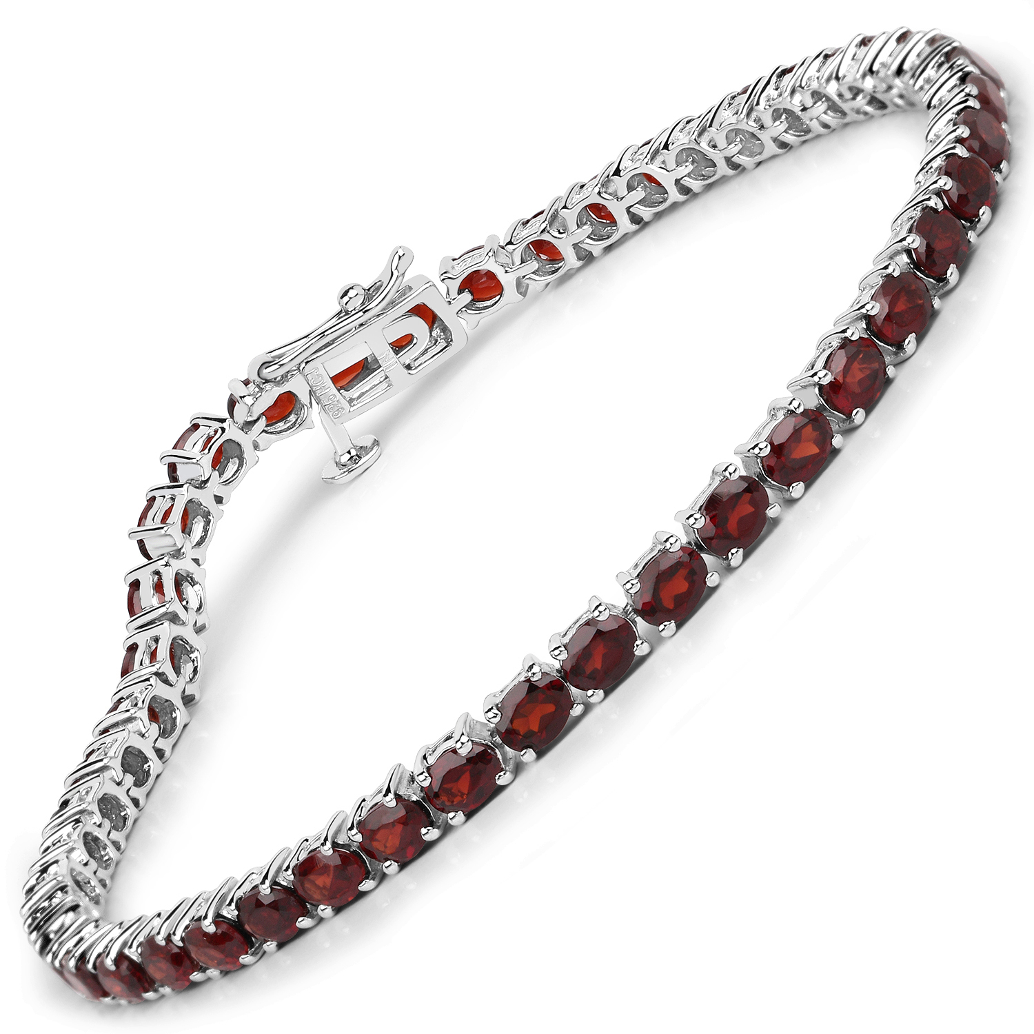 9.00 Carat Genuine Garnet .925 Sterling Silver Bracelet
