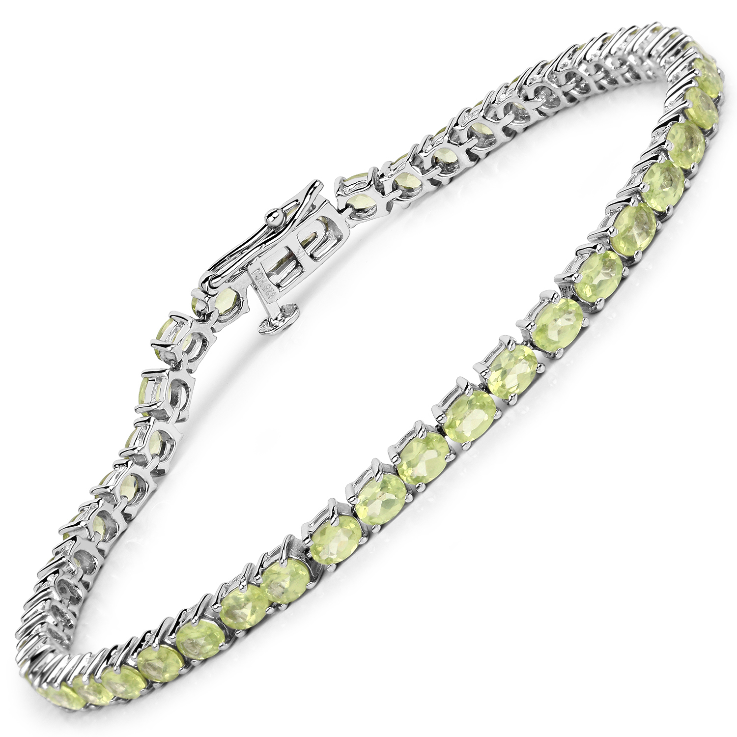 7.65 Carat Genuine Peridot .925 Sterling Silver Bracelet