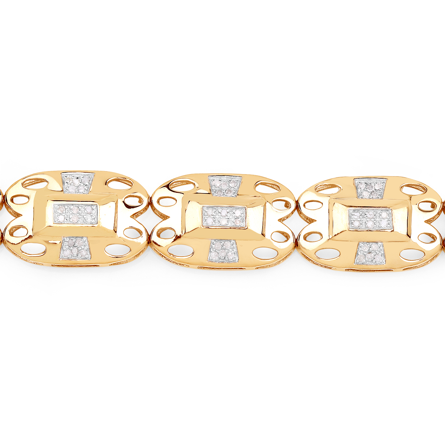 14K Yellow Gold Plated 0.96 Carat Genuine White Diamond .925 Sterling Silver Bracelet