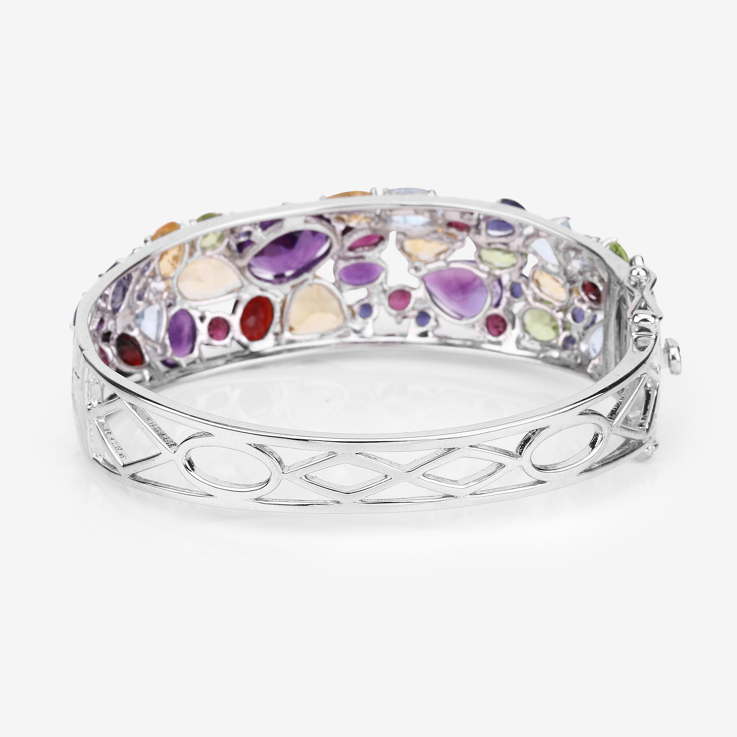 21.17 Carat Genuine Multi Stones .925 Sterling Silver Bangle