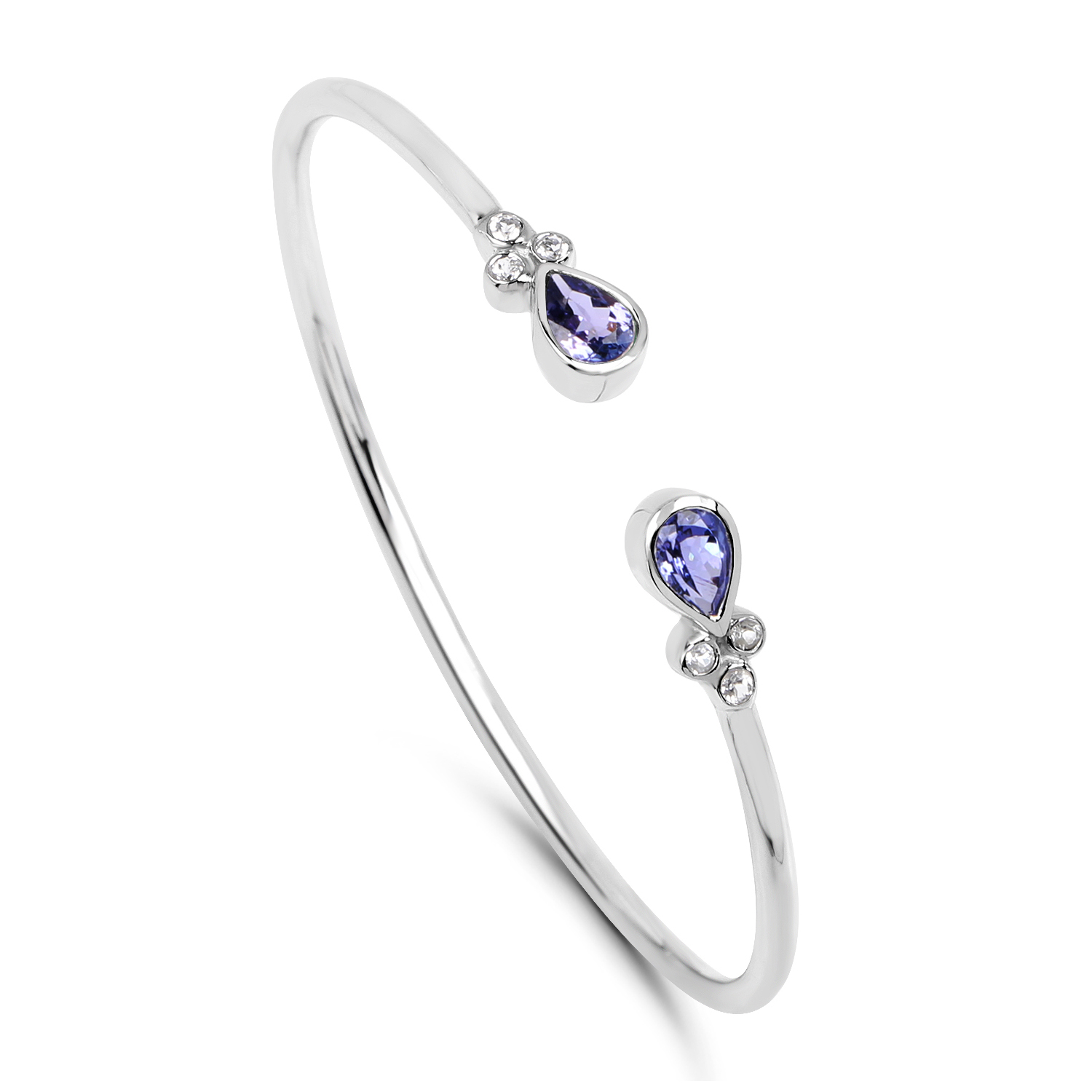1.54 Carat Genuine Tanzanite and White Topaz .925 Sterling Silver Bracelet