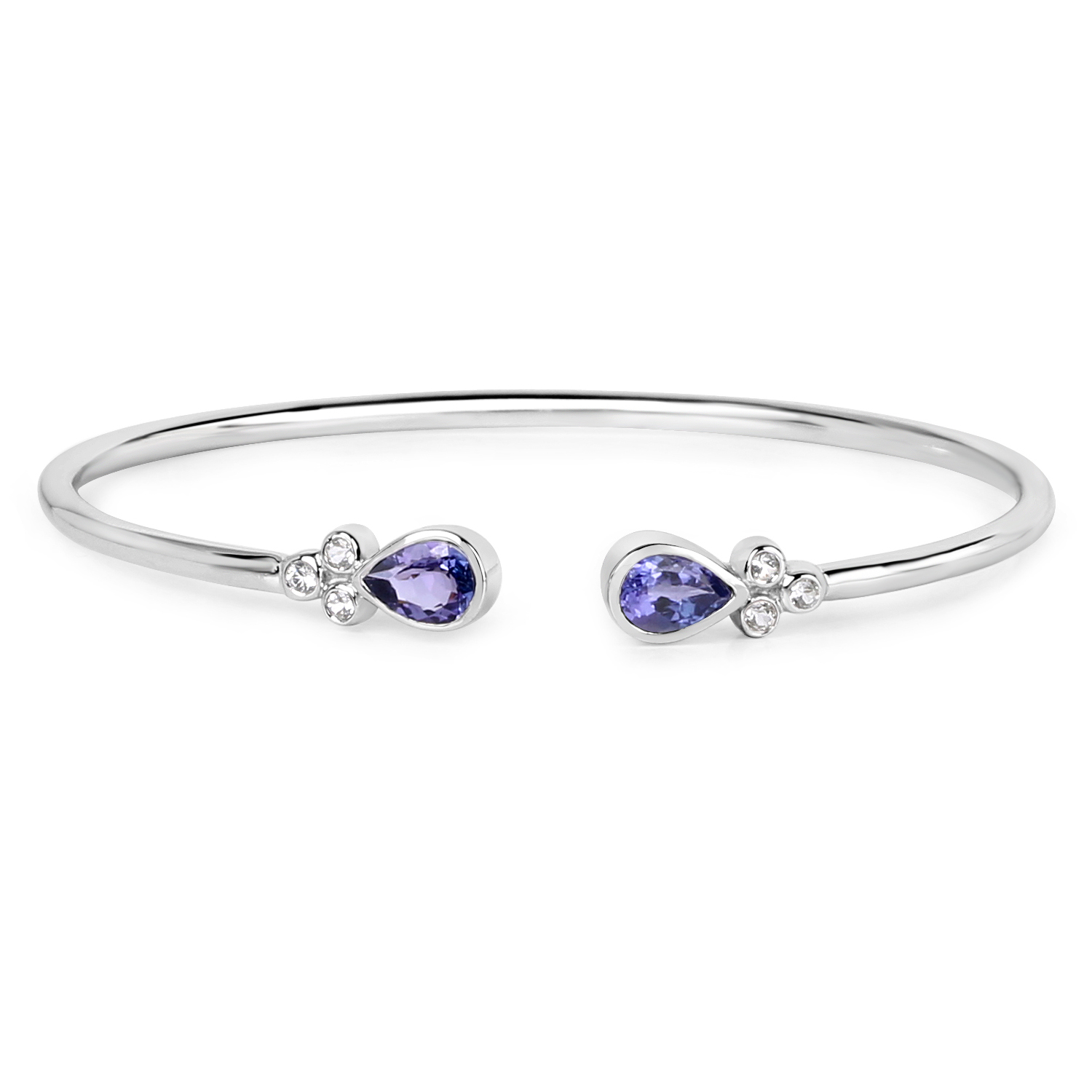 1.54 Carat Genuine Tanzanite and White Topaz .925 Sterling Silver Bracelet