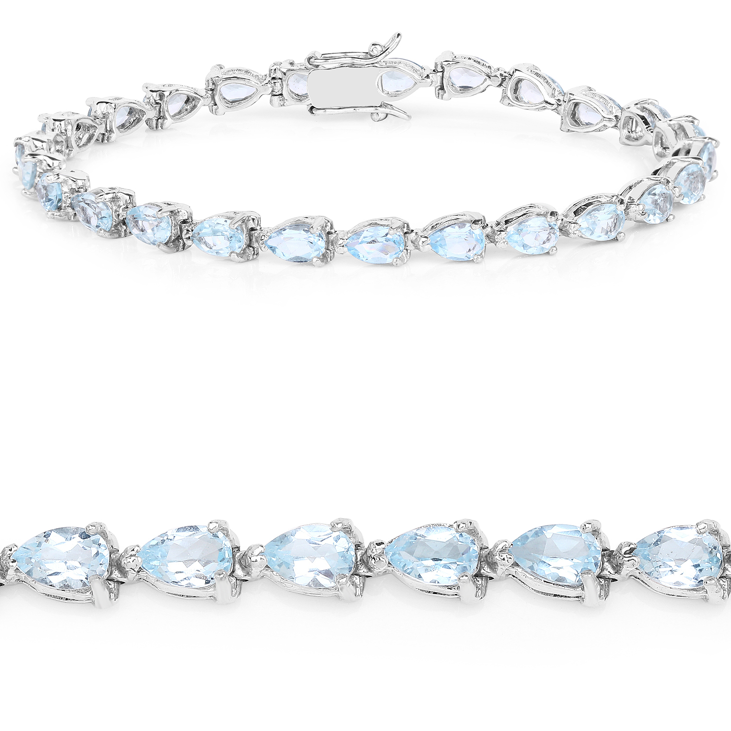 13.20 Carat Genuine Blue Topaz .925 Sterling Silver Bracelet