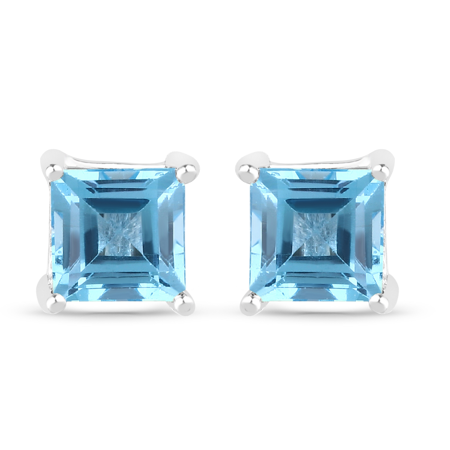 1.66 Carat Genuine Swiss Blue Topaz .925 Sterling Silver Earrings