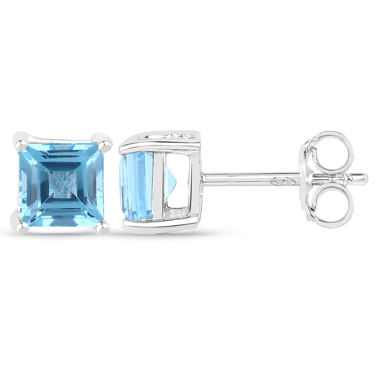 1.66 Carat Genuine Swiss Blue Topaz .925 Sterling Silver Earrings