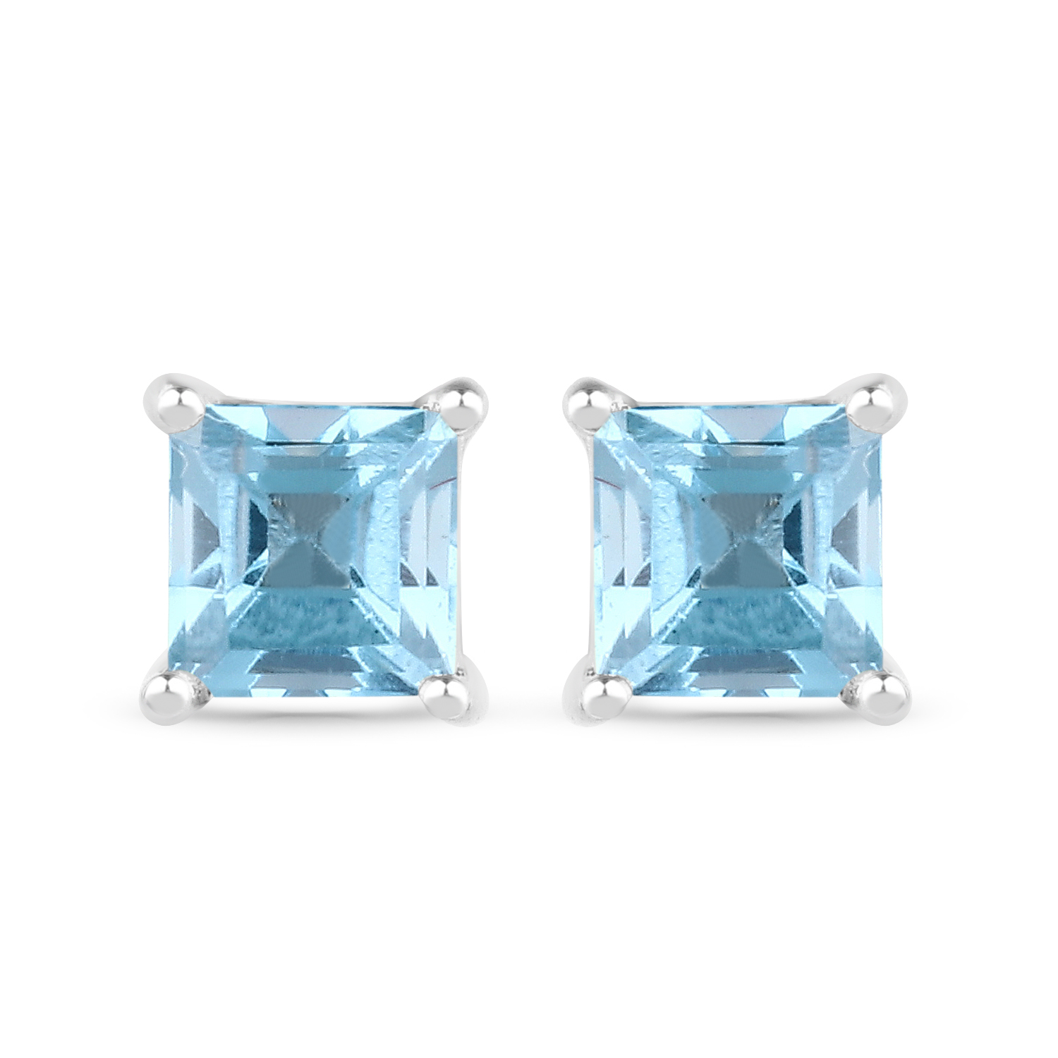 0.95 Carat Genuine Swiss Blue Topaz .925 Sterling Silver Earrings