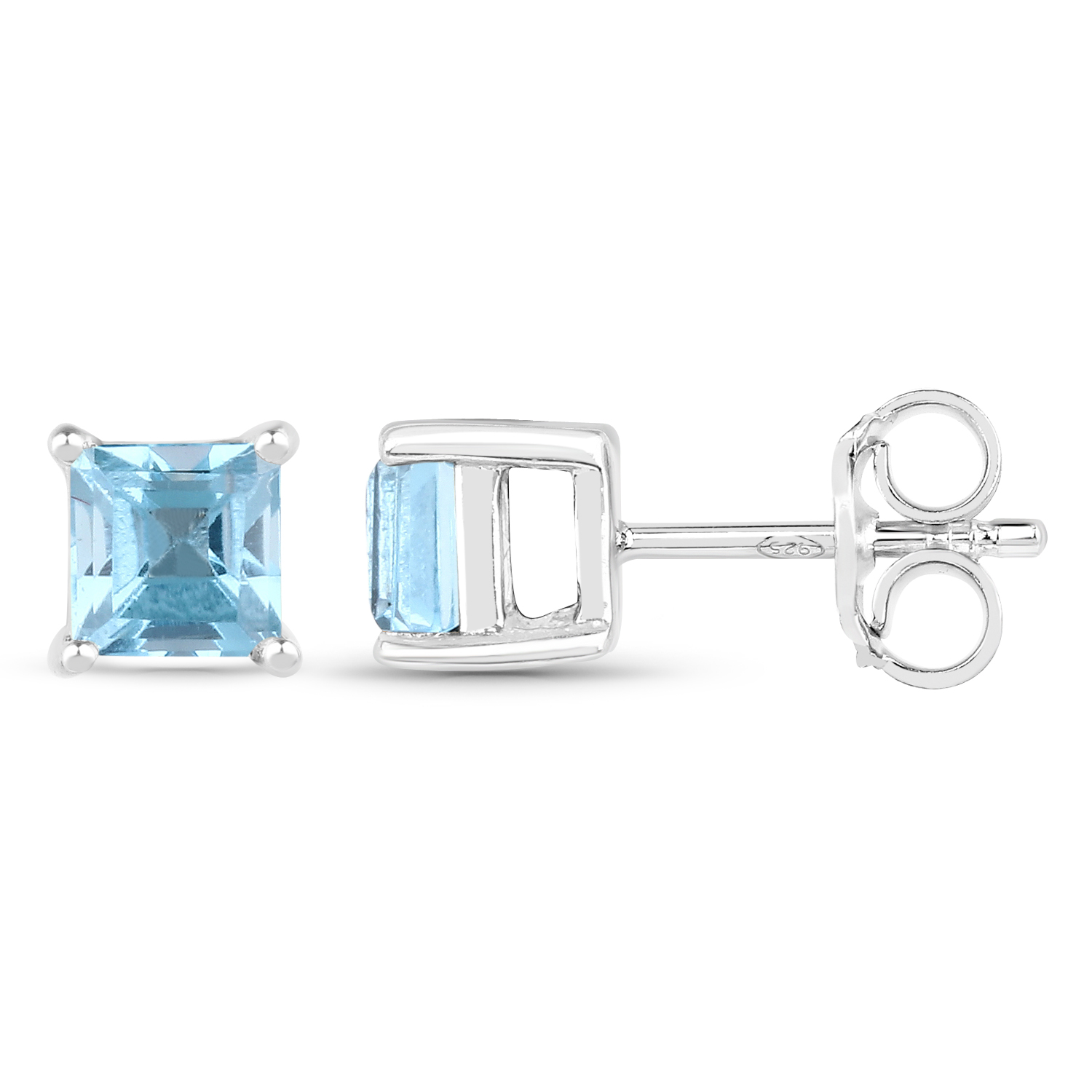 0.95 Carat Genuine Swiss Blue Topaz .925 Sterling Silver Earrings