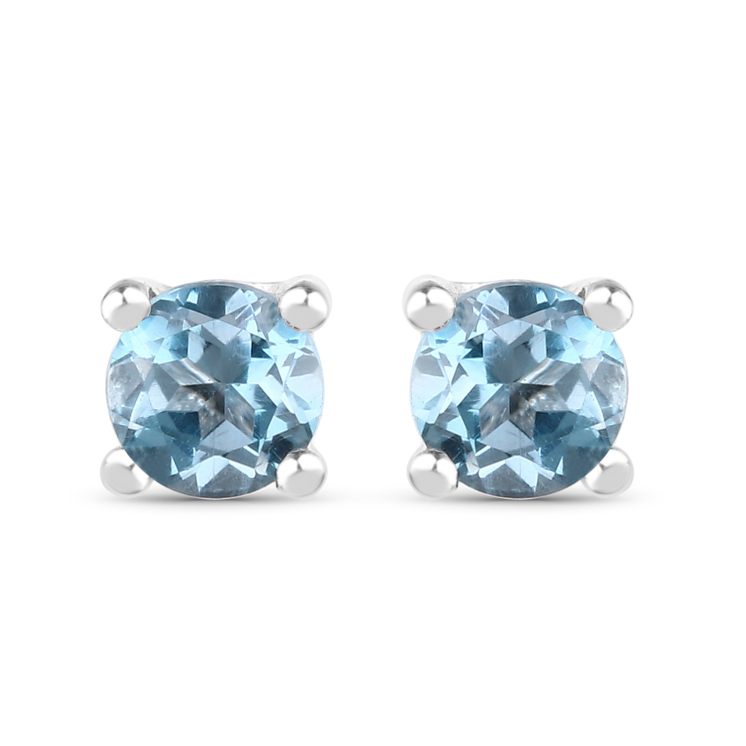 0.60 Carat Genuine London Blue Topaz .925 Sterling Silver Earrings