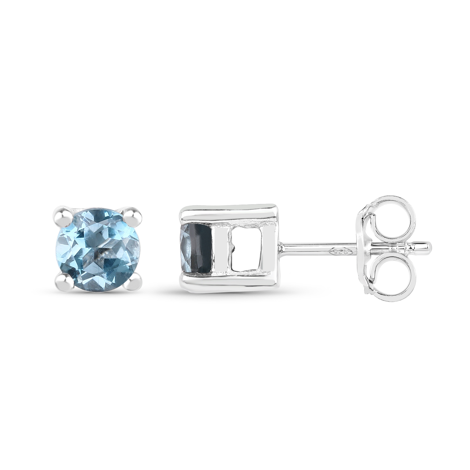 0.60 Carat Genuine London Blue Topaz .925 Sterling Silver Earrings