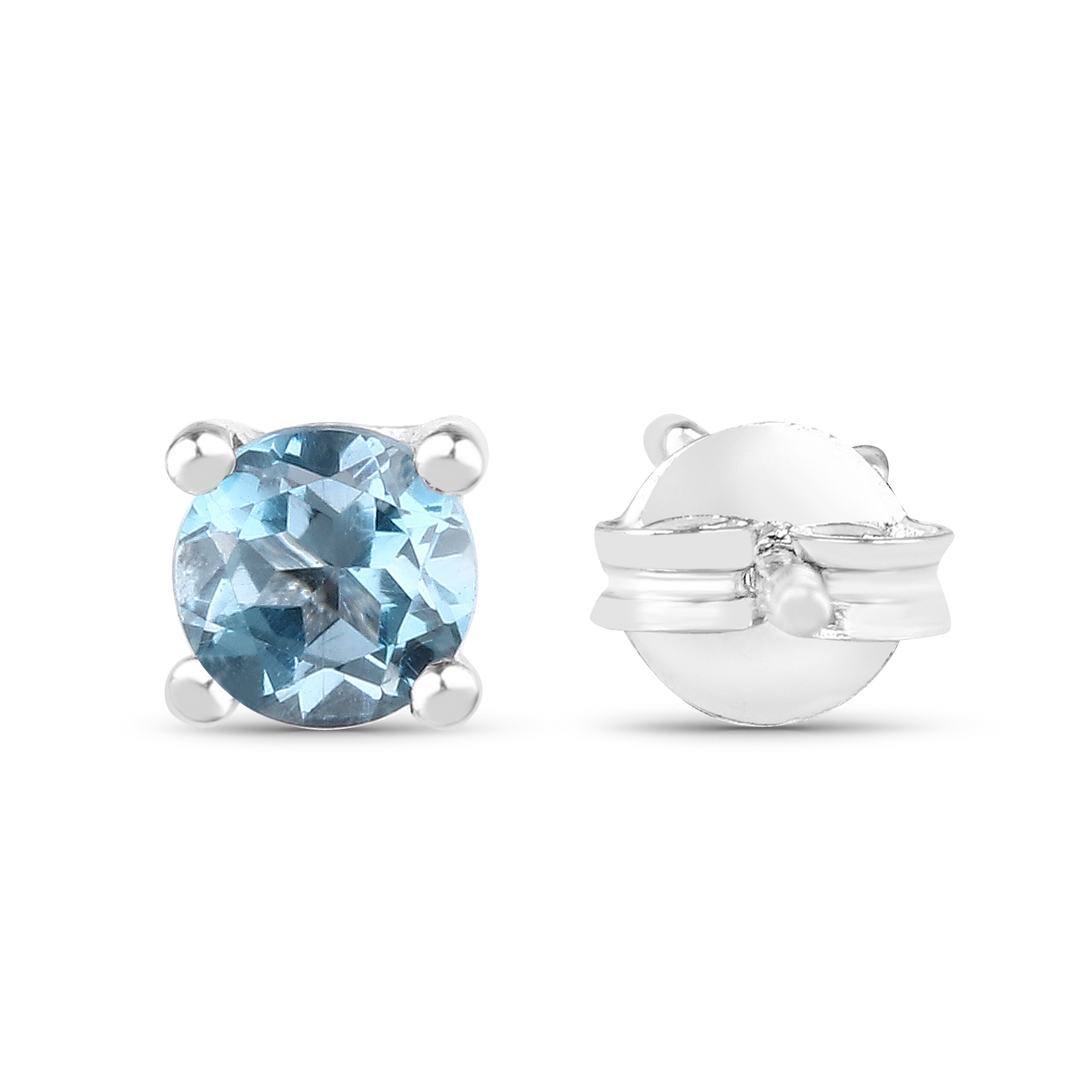 0.60 Carat Genuine London Blue Topaz .925 Sterling Silver Earrings