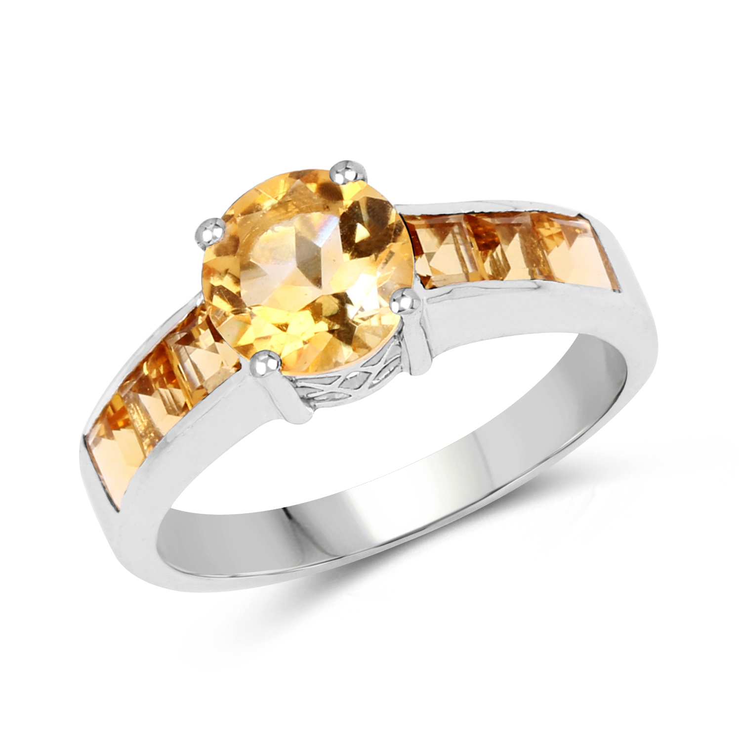 2.10 Carat Genuine Citrine .925 Sterling Silver Ring