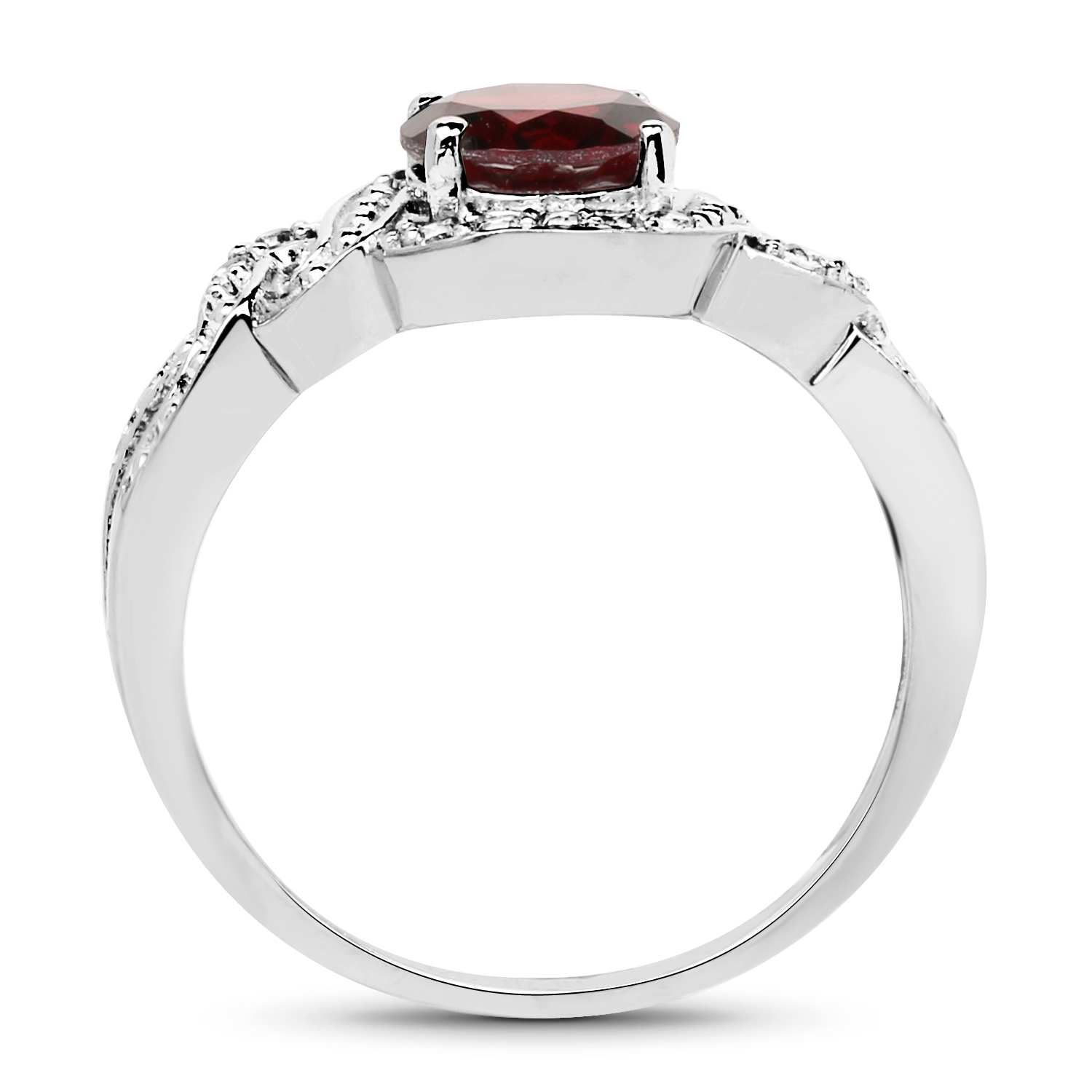 3.75 Carat Genuine Garnet and White Topaz .925 Sterling Silver Ring