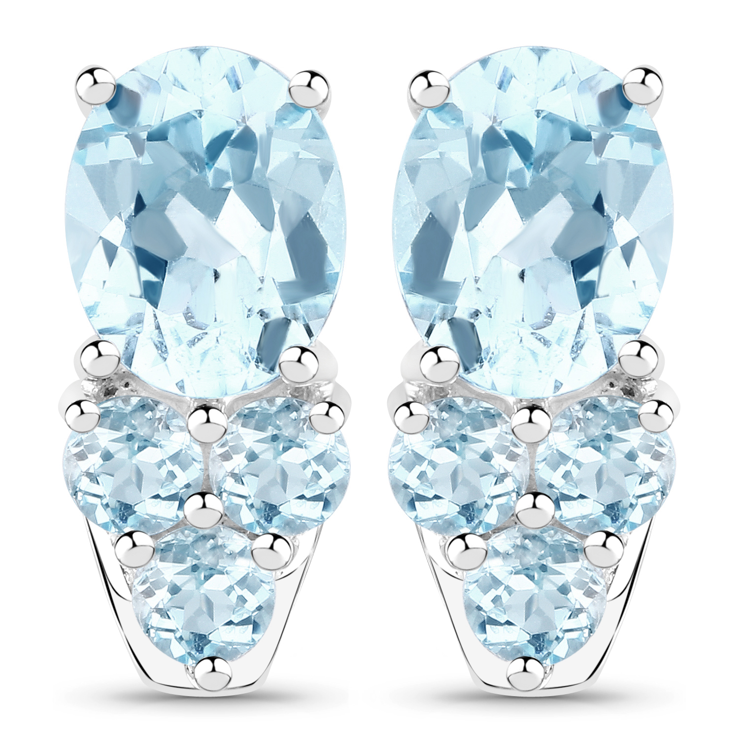 7.02 Carat Genuine Blue Topaz .925 Sterling Silver Earrings