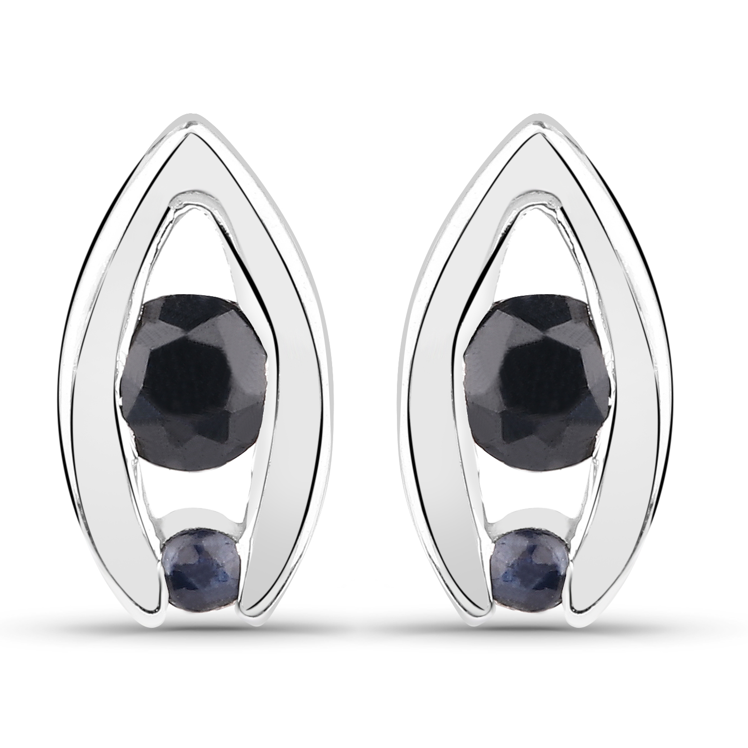 0.75 Carat Genuine Black Sapphire .925 Sterling Silver Earrings