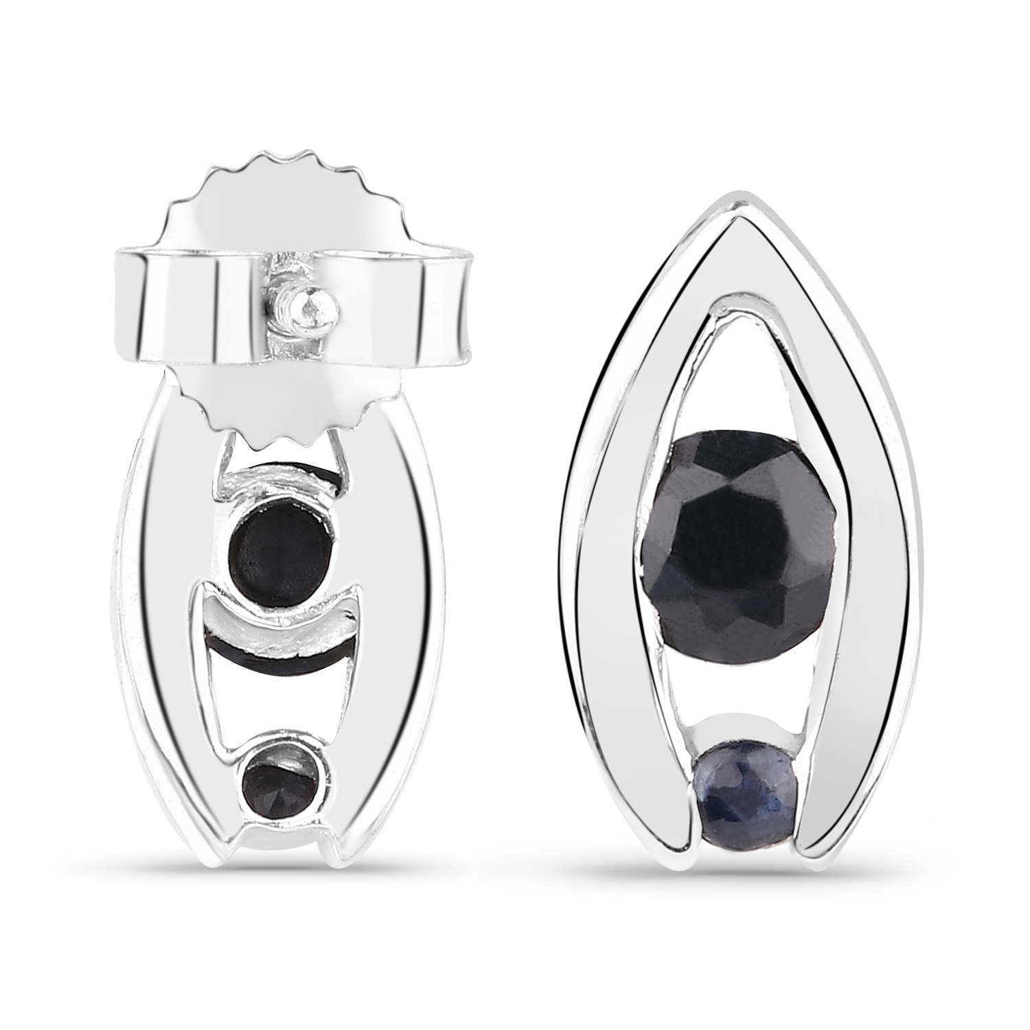 0.75 Carat Genuine Black Sapphire .925 Sterling Silver Earrings