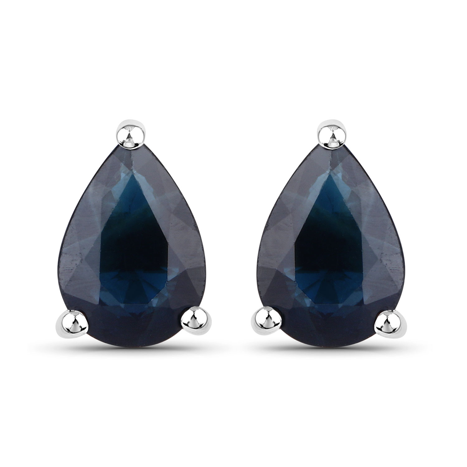 1.60 Carat Genuine Blue Sapphire 14K White Gold Earrings