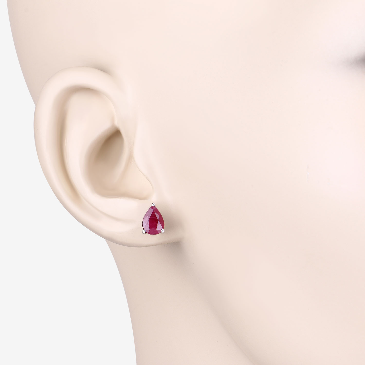 1.60 Carat Genuine Ruby 10K White Gold Earrings