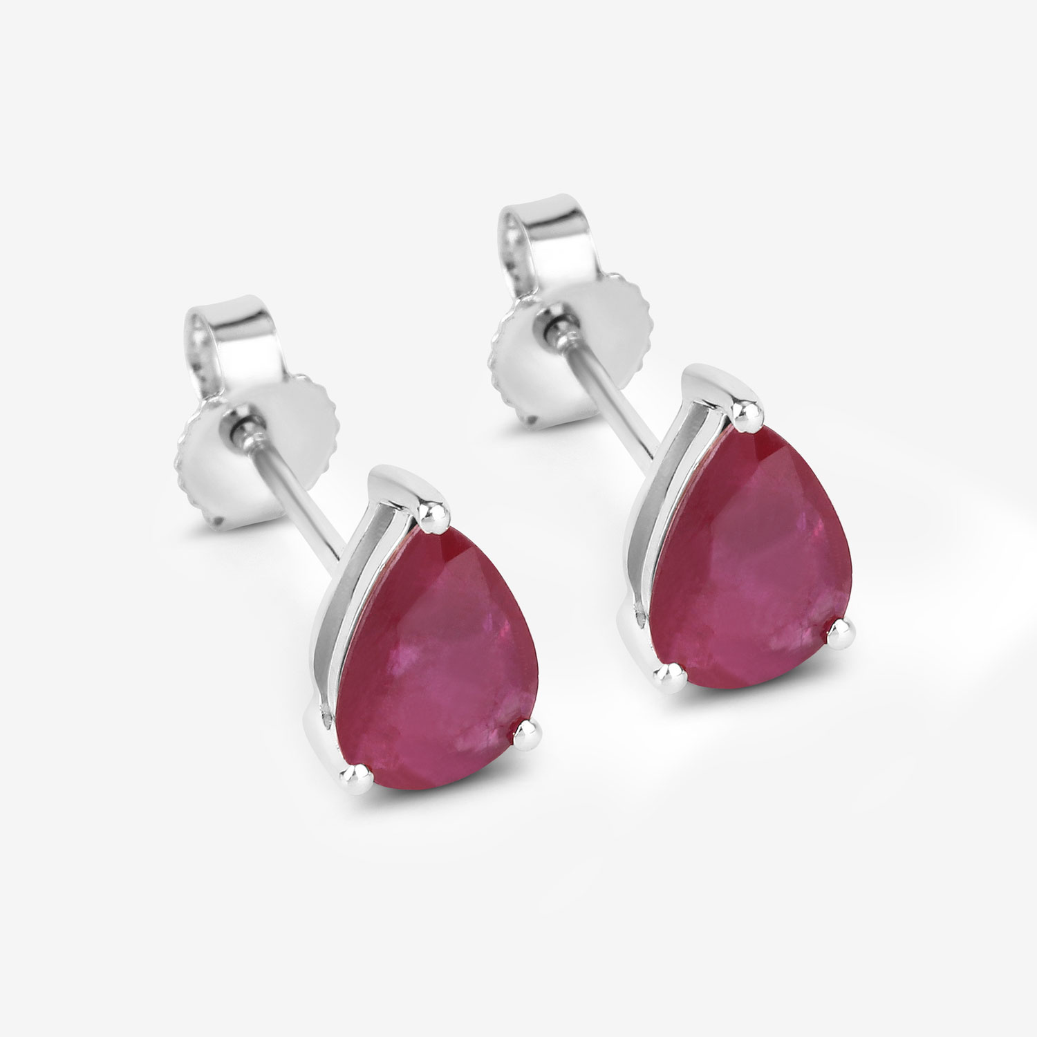 1.60 Carat Genuine Ruby 10K White Gold Earrings